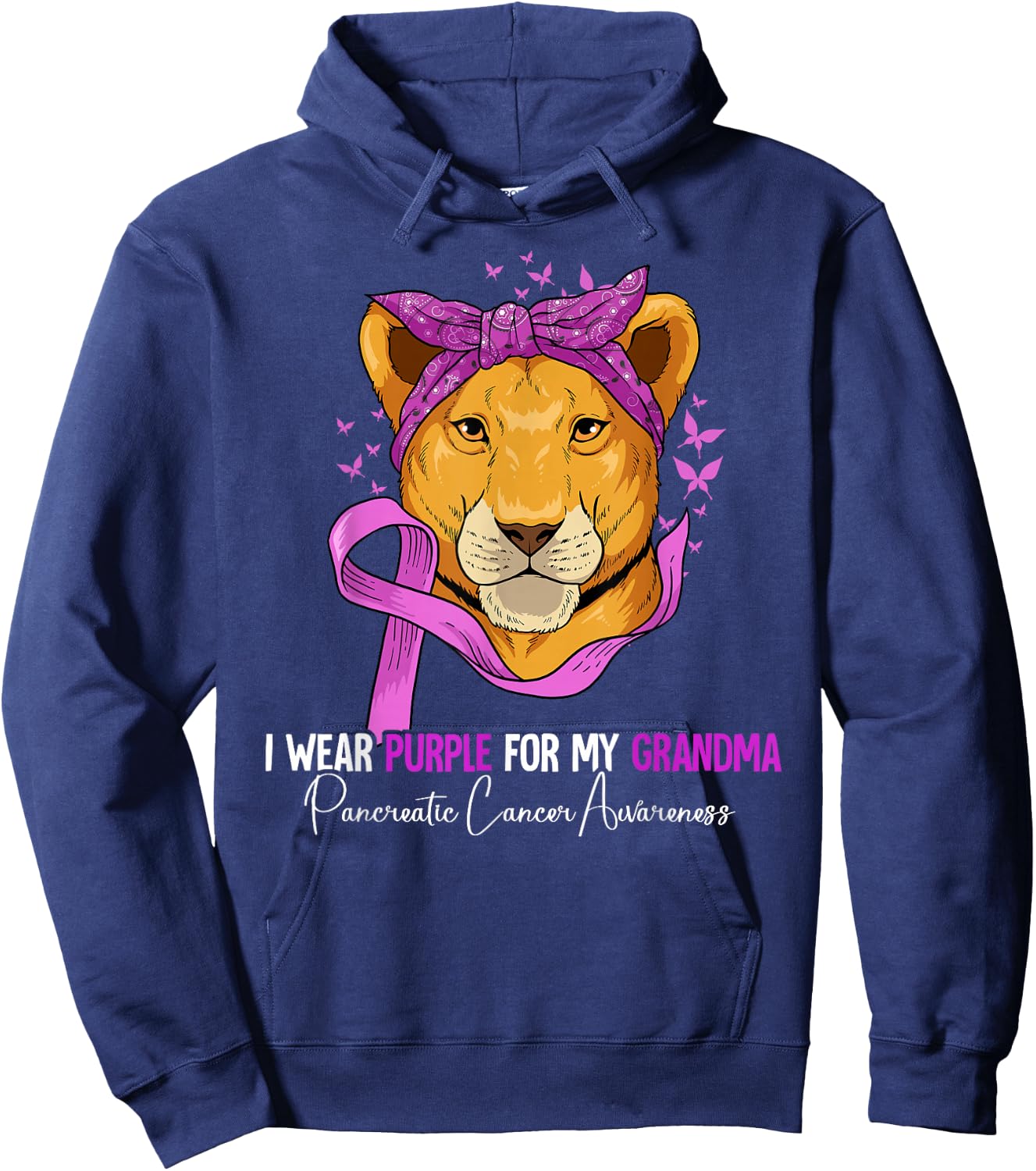 I Wear Purple For My Grandma Pancreatic Cancer Awareness Hoodie - Hoodie | Navy