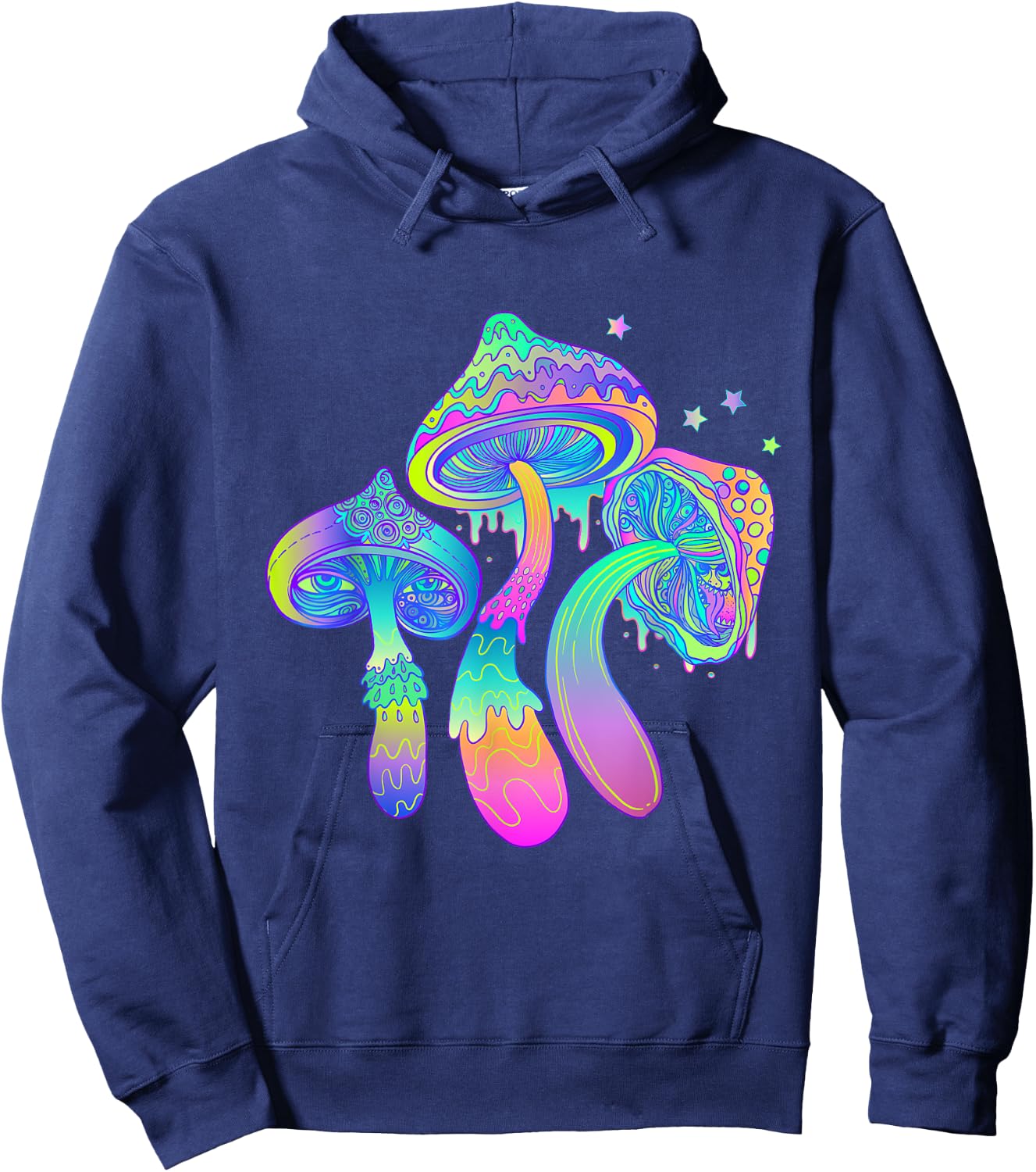 Psychedelic Mushroom Rainbow Mushroom Colourful Trippy Rave Hoodie - Hoodie | Navy