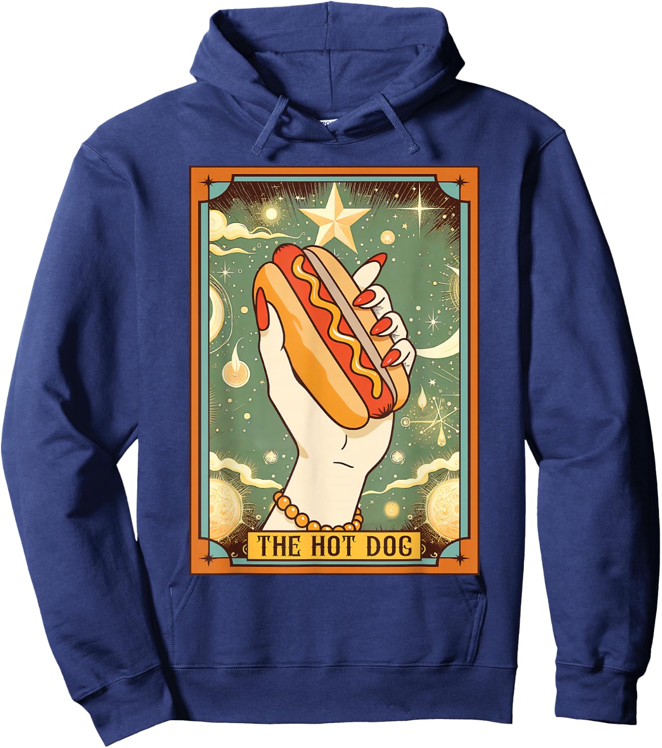 Hot Dog Bun Lover Foodie Food Lover The Hot Dog Tarot Card Hoodie - Hoodie | Navy