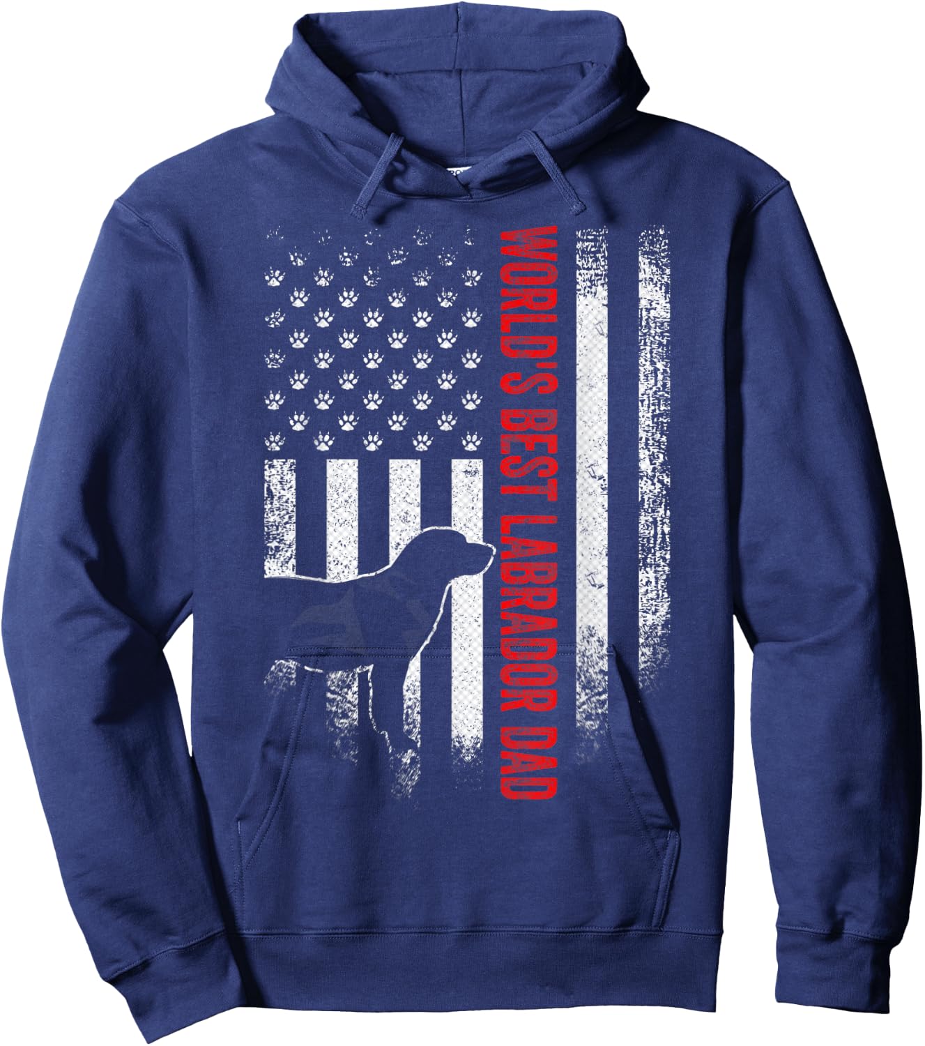 Vintage American Flag World's Best Labrador Retriever Dad Women Men Hoodie - Hoodie | Navy
