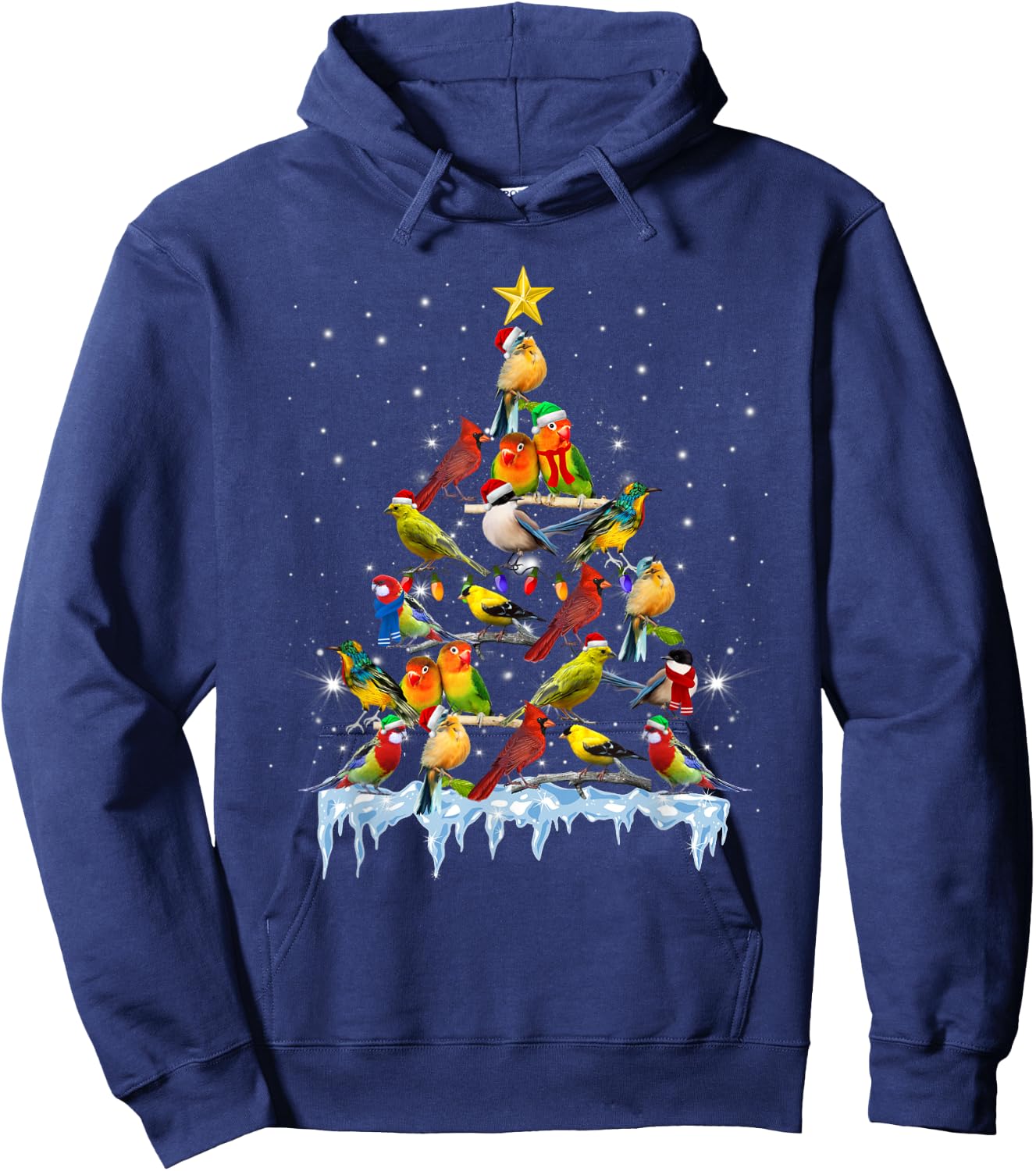 Parrot Christmas Tree Lights Funny Bird Lover Parrot Hoodie - Hoodie | Navy