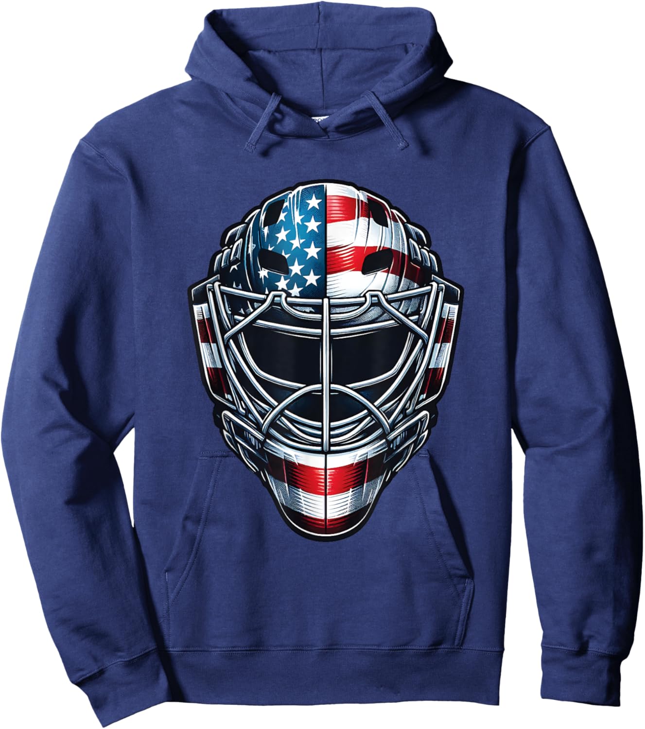 Hockey Goalie Mask 4th of July American Flag USA Fathers Day Hoodie - Hoodie | Navy