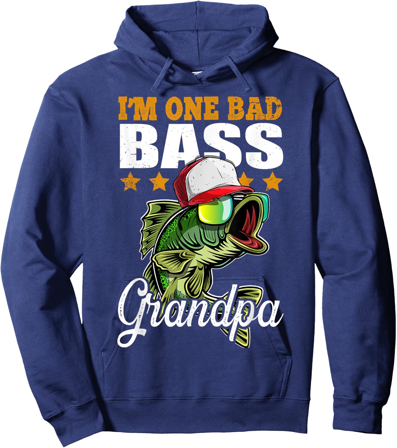 I'm One Bad Bass Grandpa Bass Fishing Father's Day Gift Hoodie - Hoodie | Navy