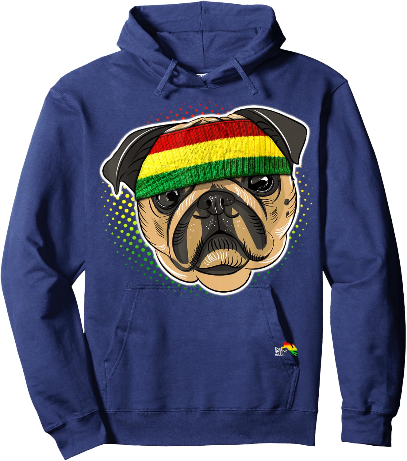 Reggae Pug Dog Rastafarian Animal - Puggle Men Women Kids Hoodie - Hoodie | Navy