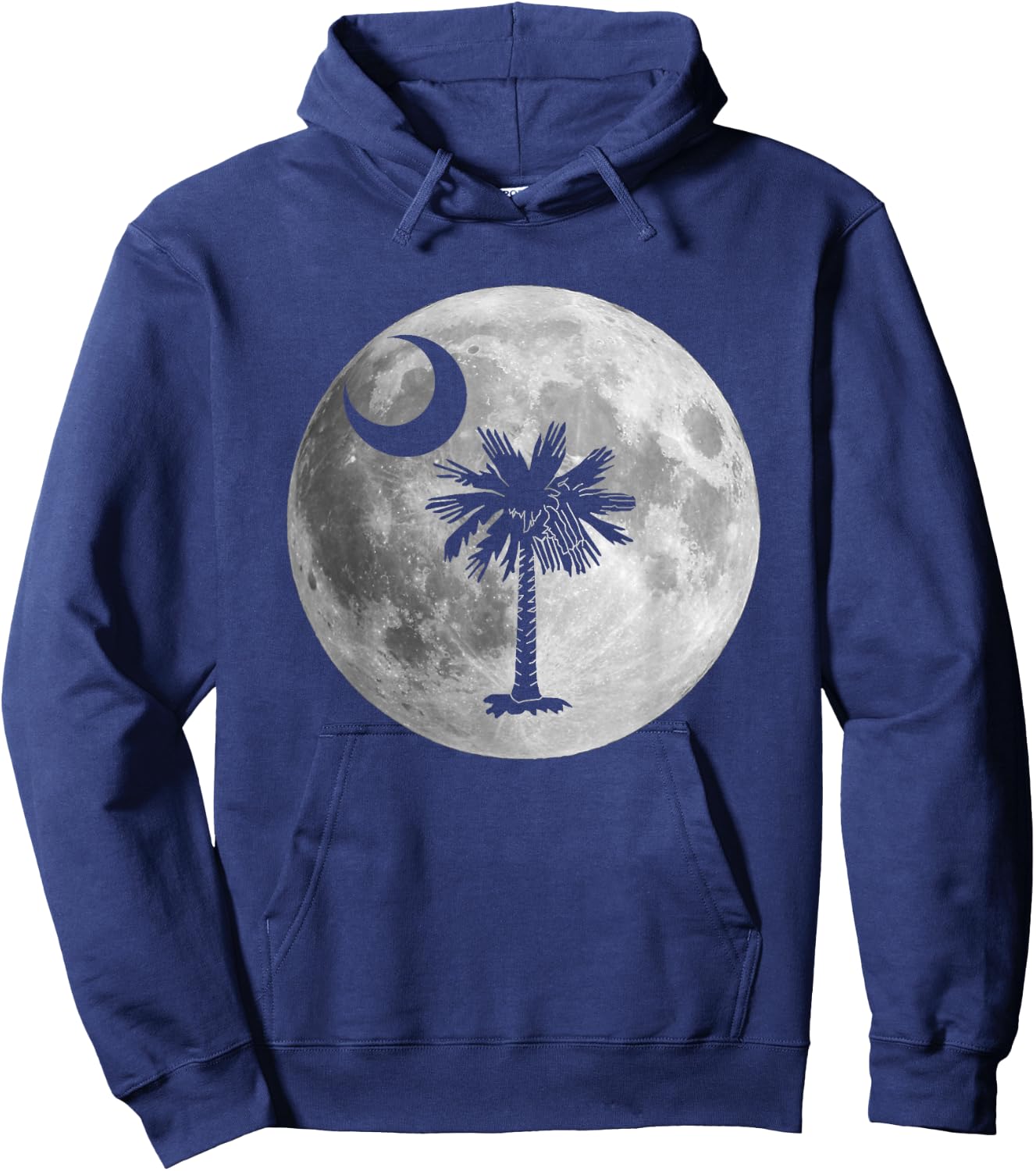 South Carolina Flag Palmetto Tree Moon In Moon Silhouette Hoodie - Hoodie | Navy