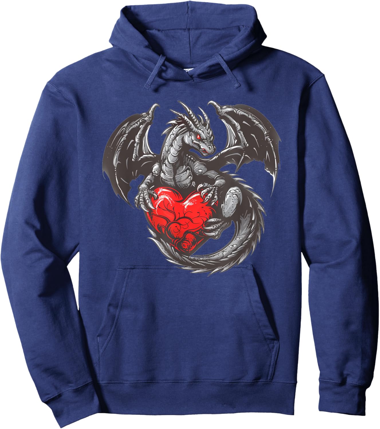 Nice Dragon with big red Heart Outfit Hoodie - Hoodie | Navy