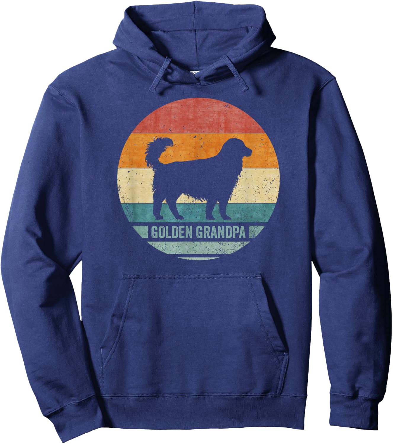 Vintage Retro Golden Retriever Dog Grandpa Silhouette Sunset Hoodie - Hoodie | Navy