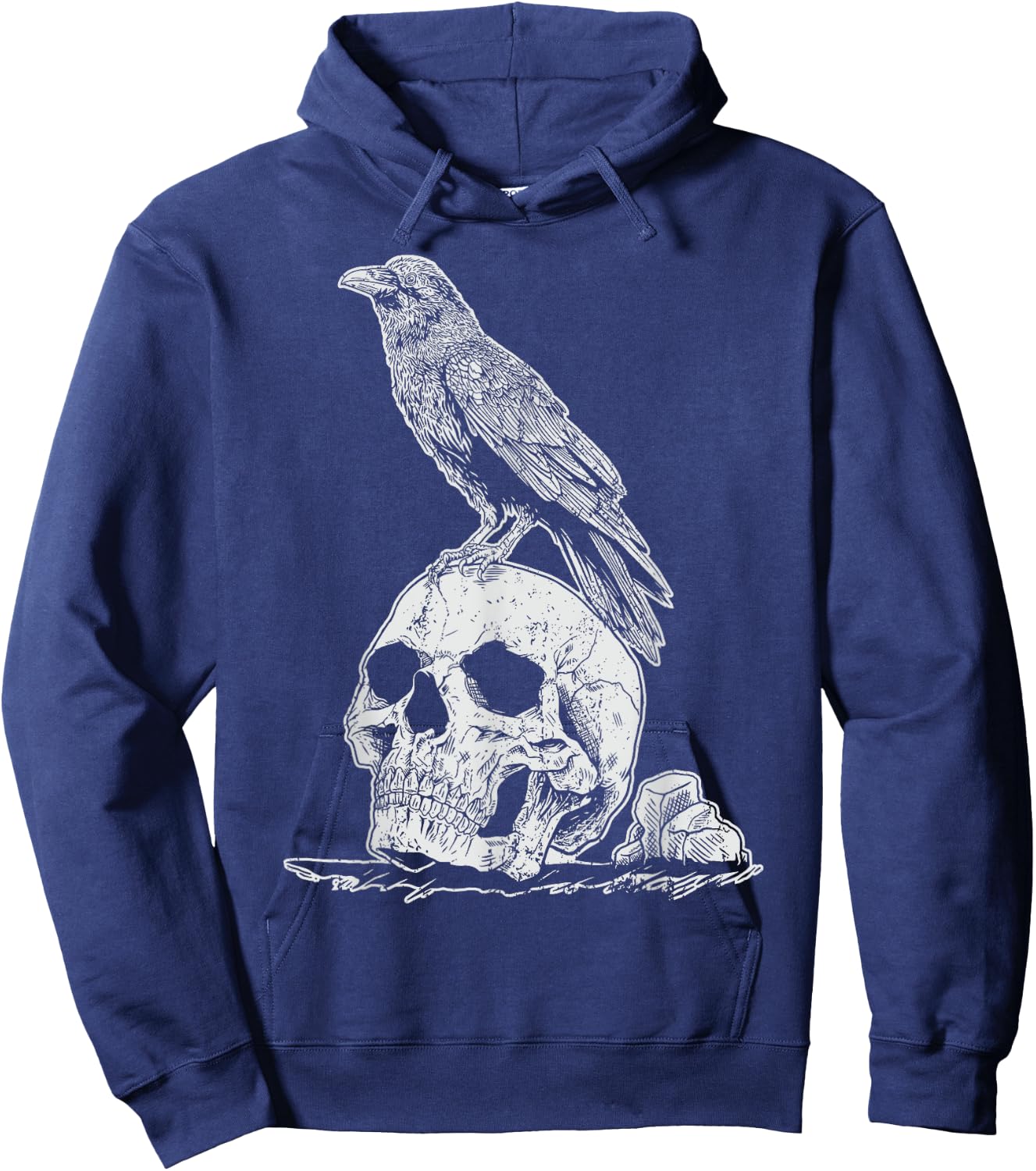 Gothic Animal Raven Creepy Bird Skull Spooky Viking Crow Hoodie - Hoodie | Navy