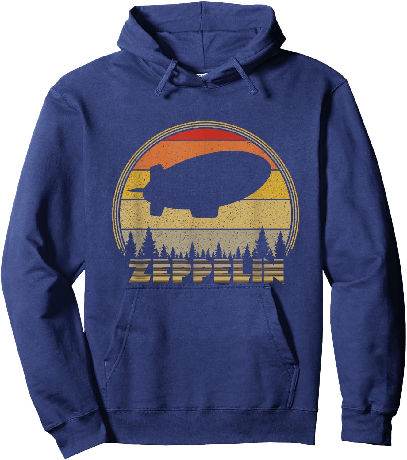 Zeppelin Retro Vintage Sunset 70s 80s Distressed Dirigible Hoodie - Hoodie | Navy