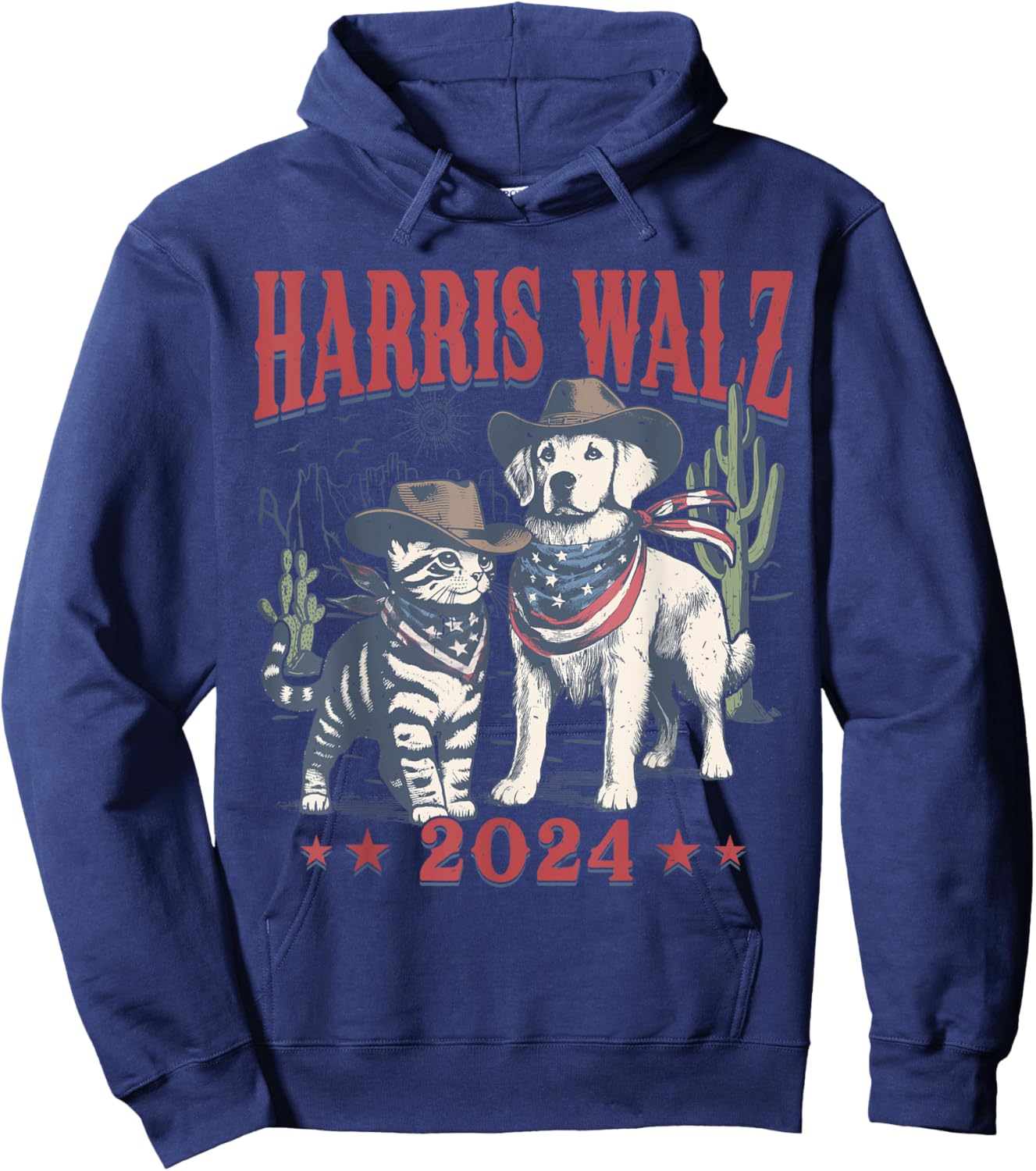 Harris Walz Cowboy This Childless Cat Dog Lady Kamala Hoodie - Hoodie | Navy