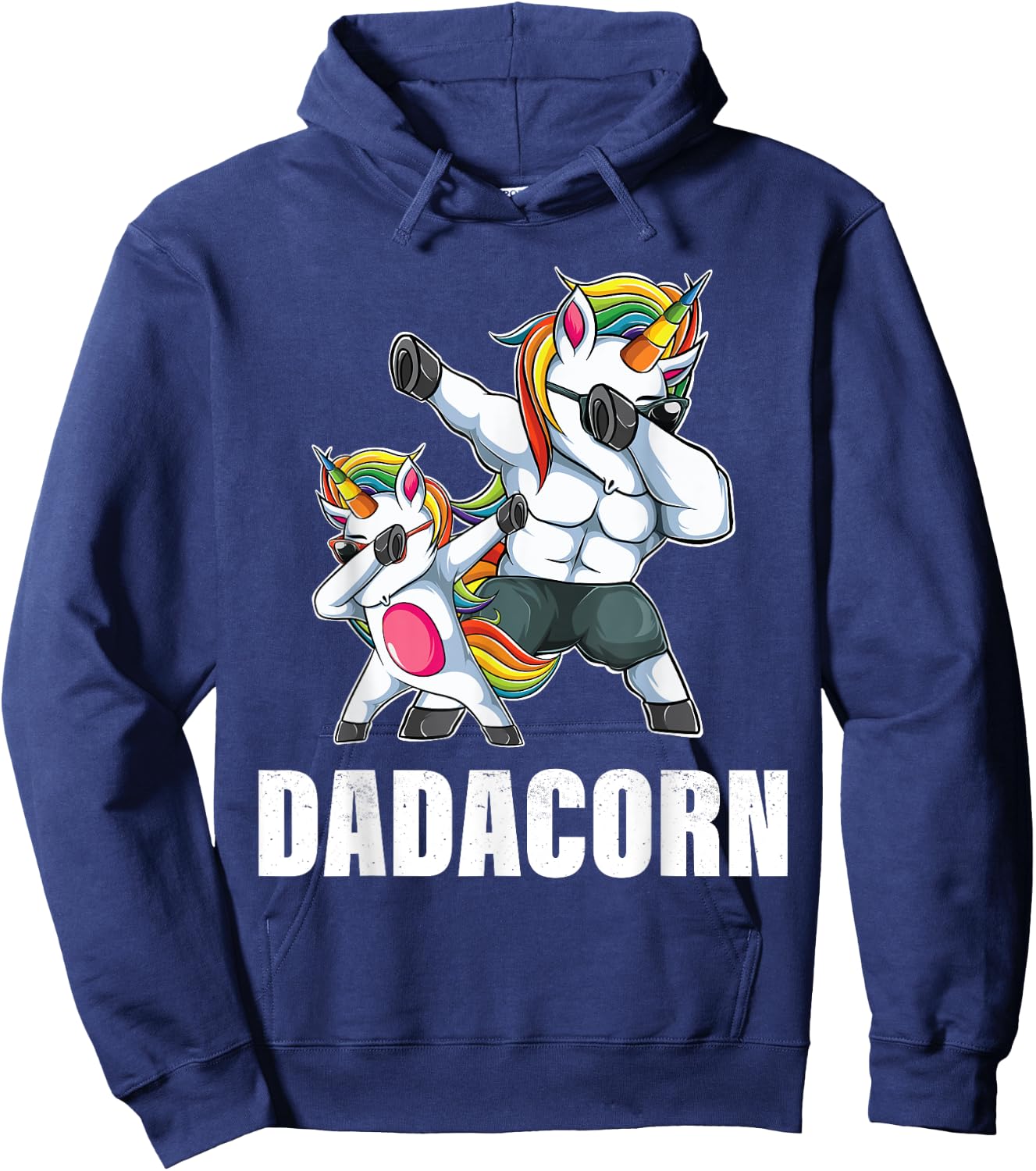 Dadacorn Dadicorn Daddycorn Unicorn Dad Baby Fathers Day Hoodie - Hoodie | Navy