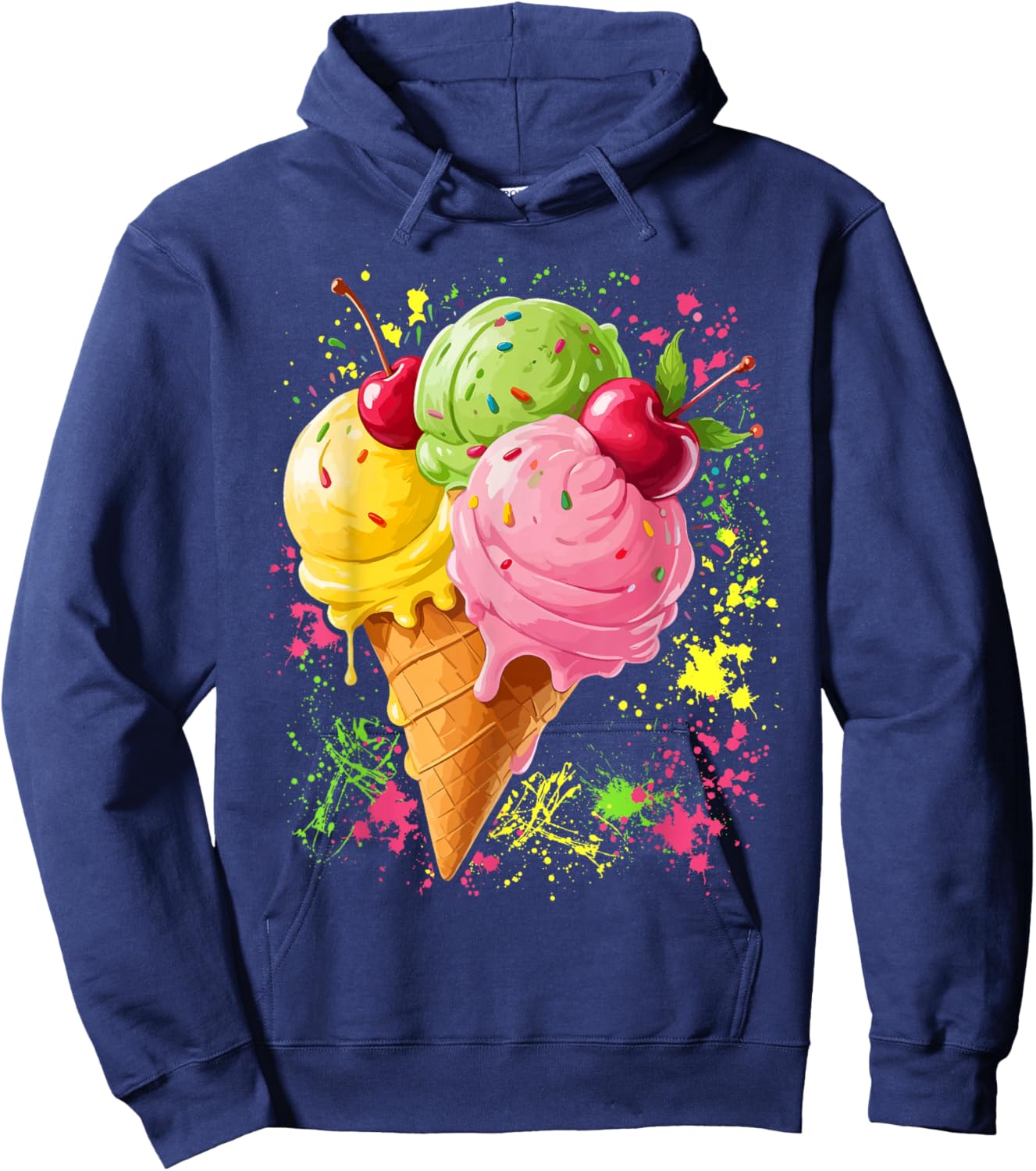 Ice Cream for Girls & Women - Ice Cream Cone Hoodie - Hoodie | Navy