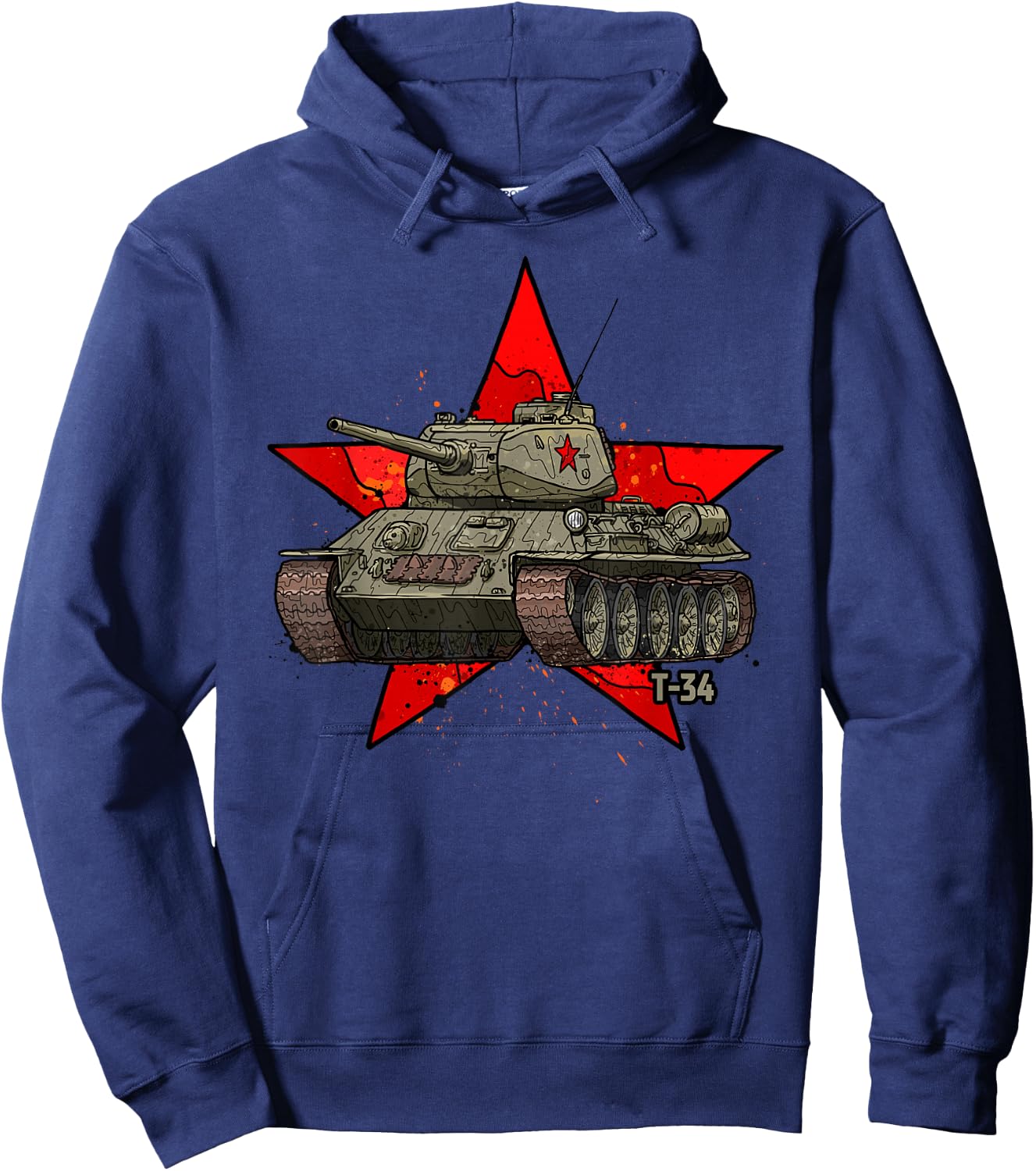T-34 Soviet Tank WWII Russian Army Red Star Hoodie - Hoodie | Navy