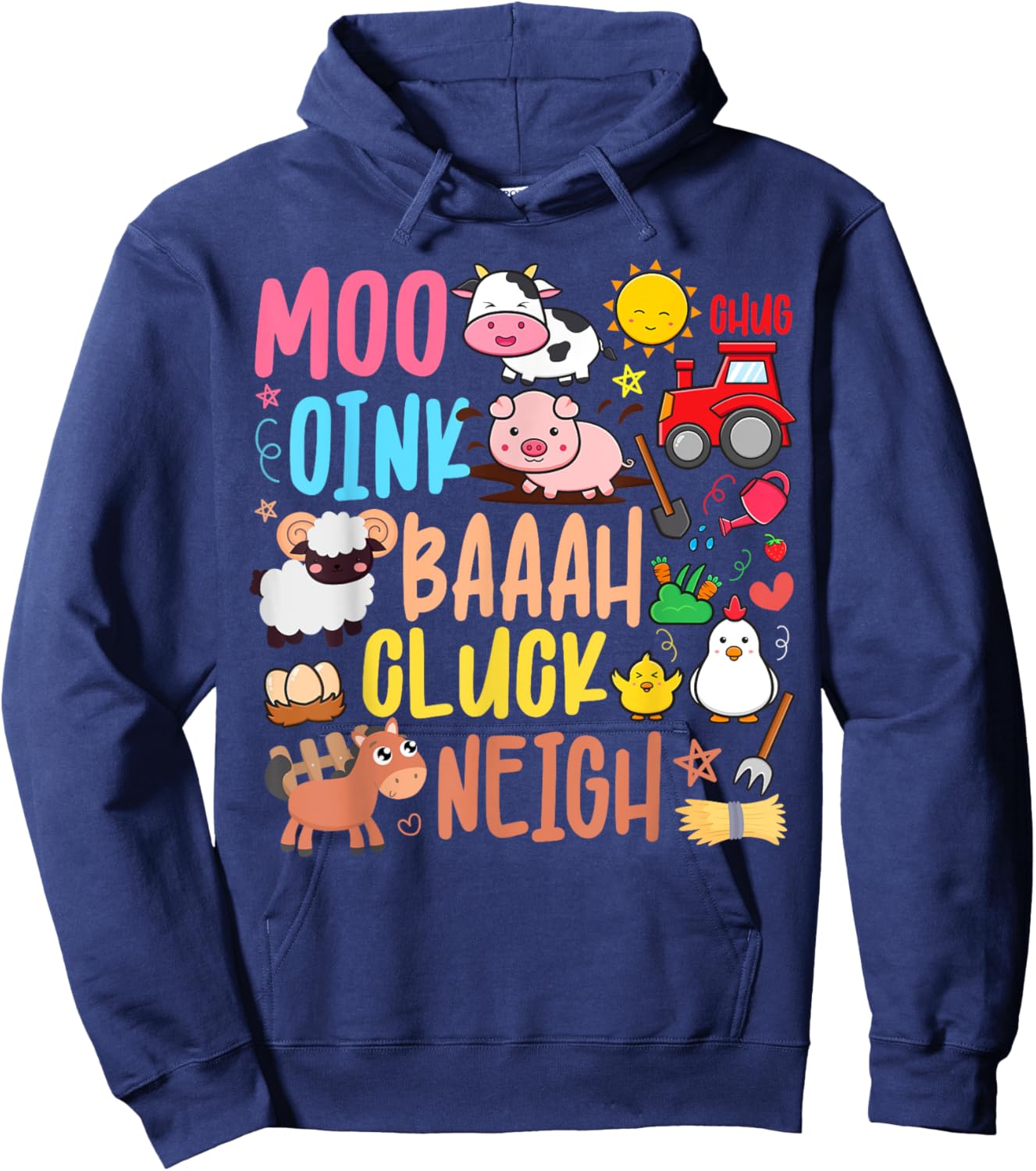 Farm Animals Sounds Oink Baa Neigh Cluck Moo Kids Farmer Hoodie - Hoodie | Navy