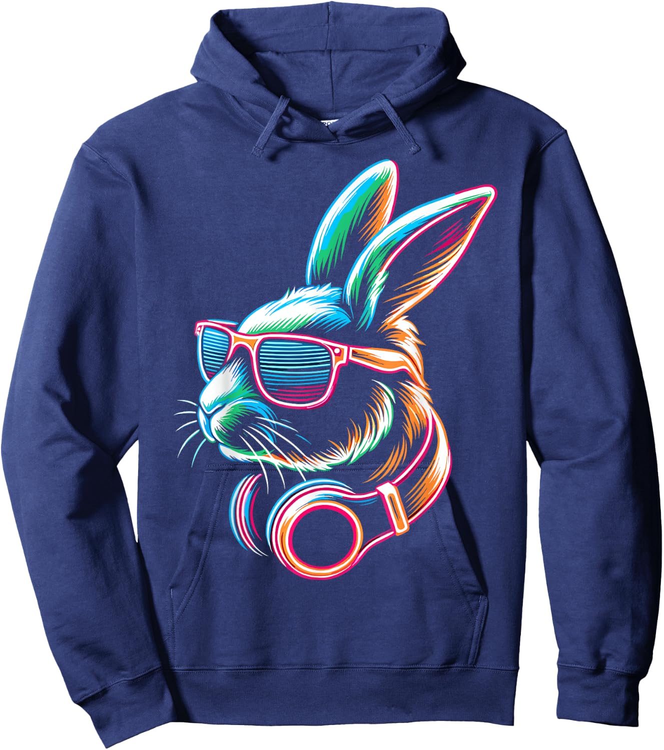 Bunny Rabbit With Sunglasses And DJ Headphones Hoodie - Hoodie | Navy