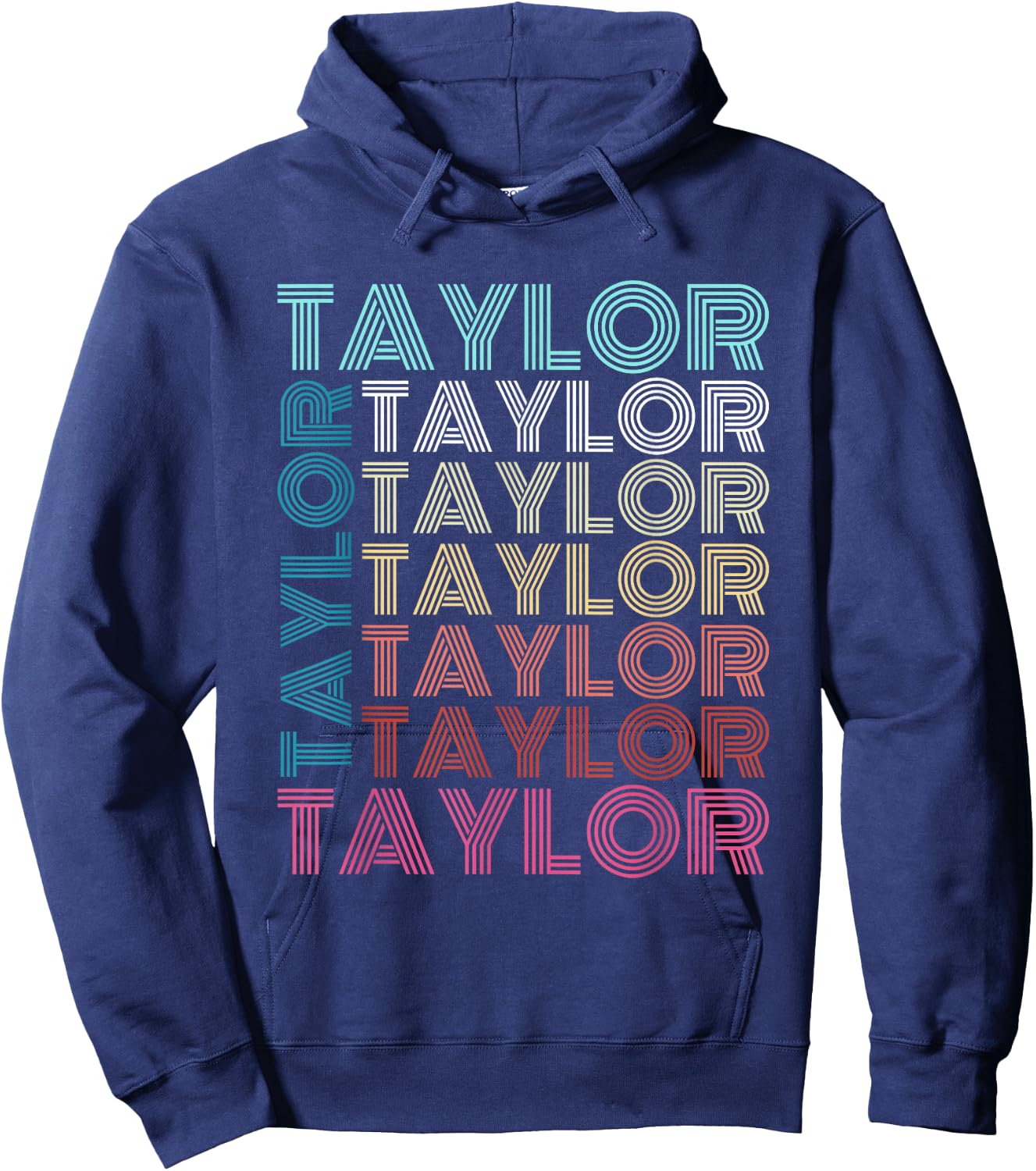 Taylor Girl First Name Boy Retro Personalized Groovy 80's Hoodie - Hoodie | Navy