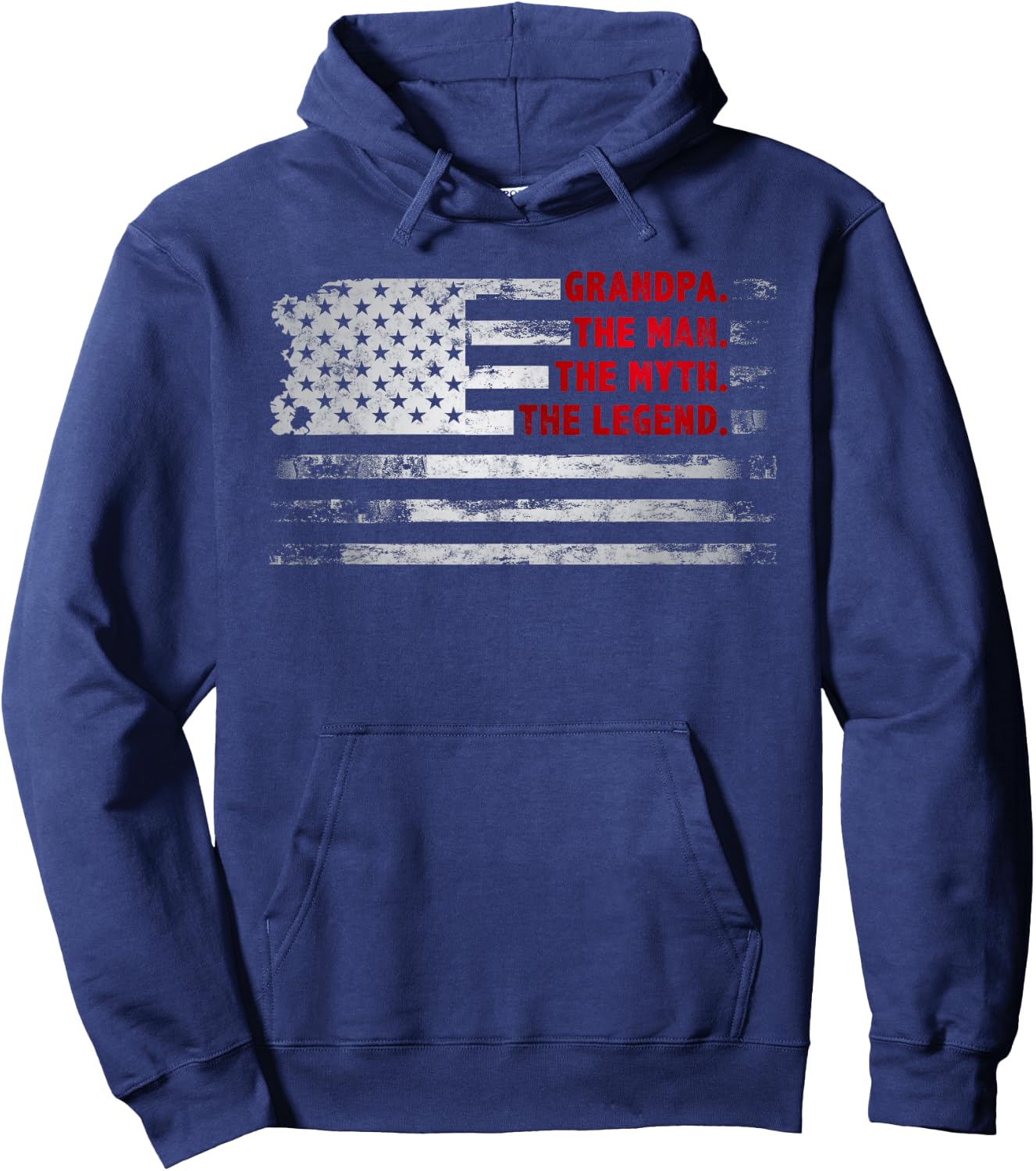 Grandpa The Man Myth Legend American USA Flag Father’s Day Hoodie - Hoodie | Navy