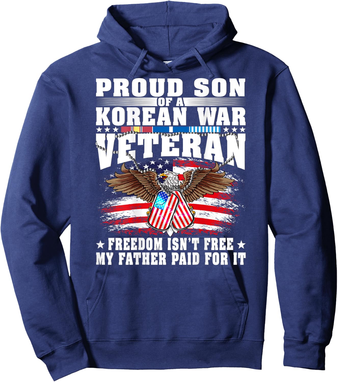 Proud Son Of A Korean War Veteran Military Vet's Family Gift Hoodie - Hoodie | Navy