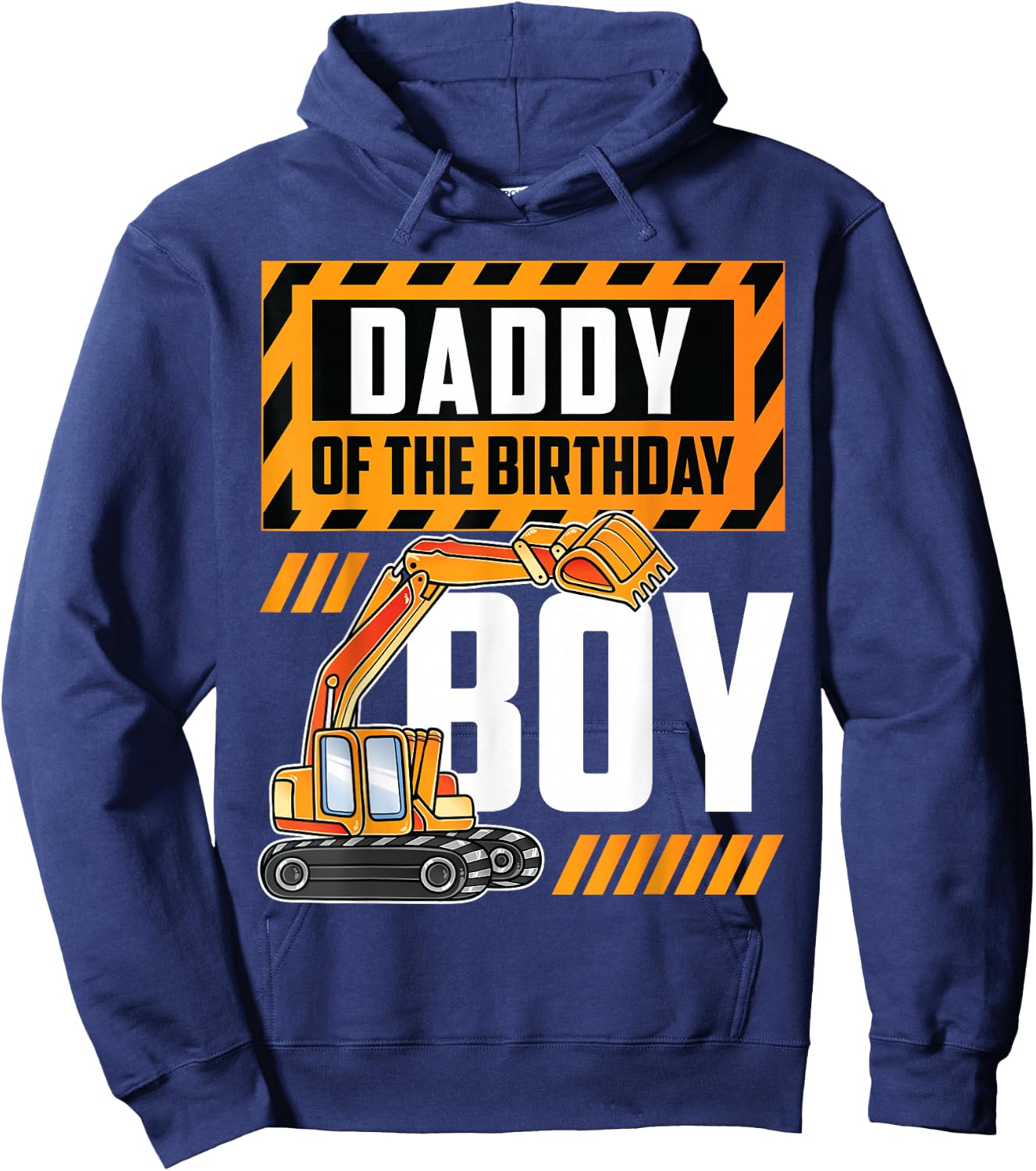vehicle construction excavator Daddy of the Birthday Boy Hoodie - Hoodie | Navy