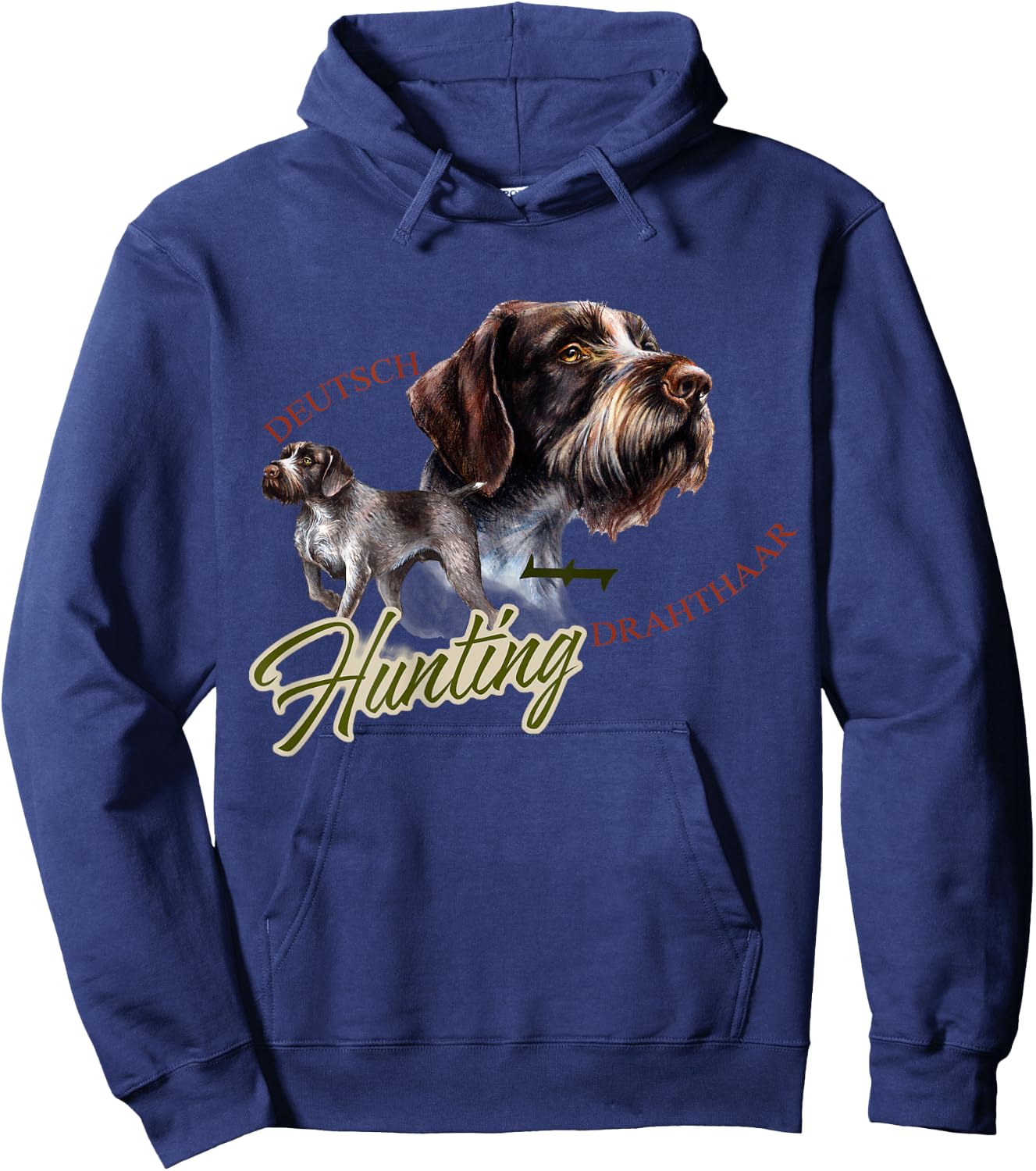 German Wirehaired Pointer Deutsch Drahthaar Back Hoodie - Hoodie | Navy
