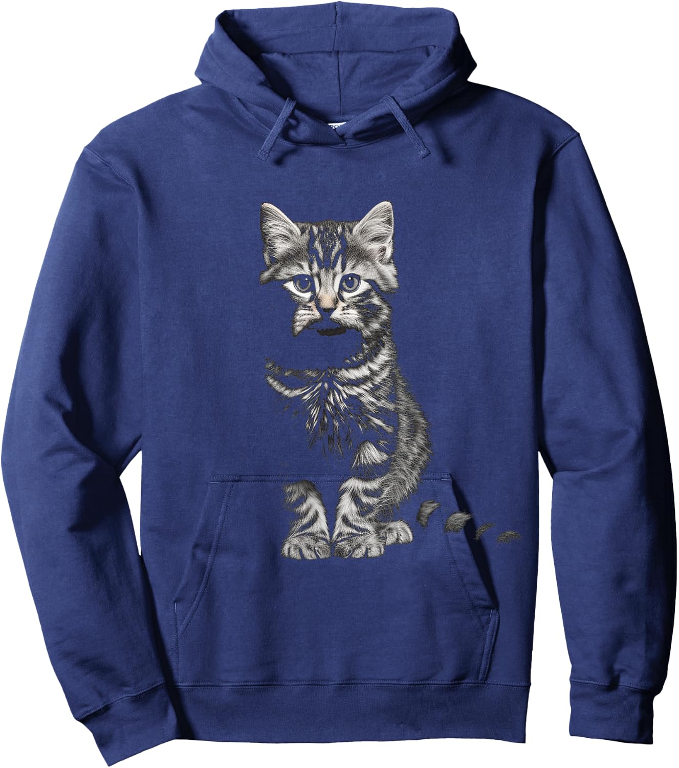 Cat Portrait Illustration Animal Art Graphic Motif Cat Hoodie - Hoodie | Navy