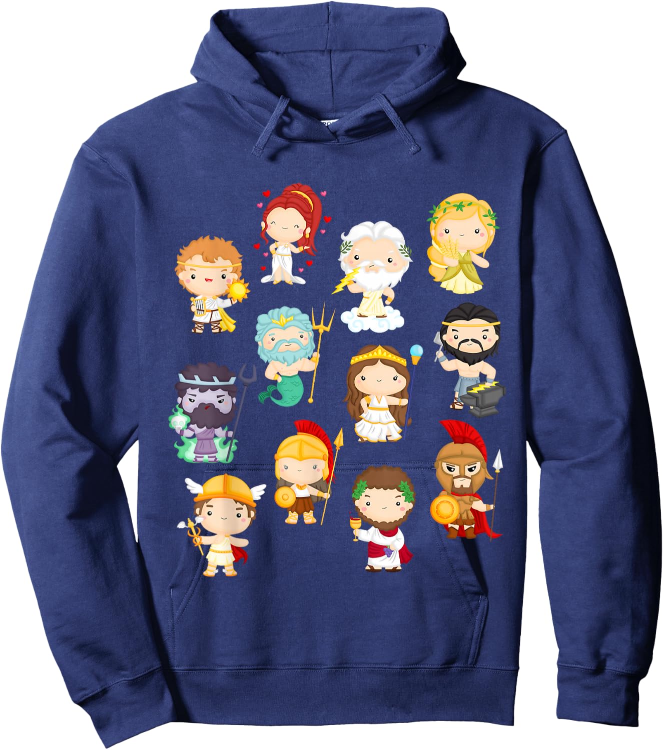 Legendary Cartoon Greek Gods & Goddesses: Kids and Adults Hoodie - Hoodie | Navy