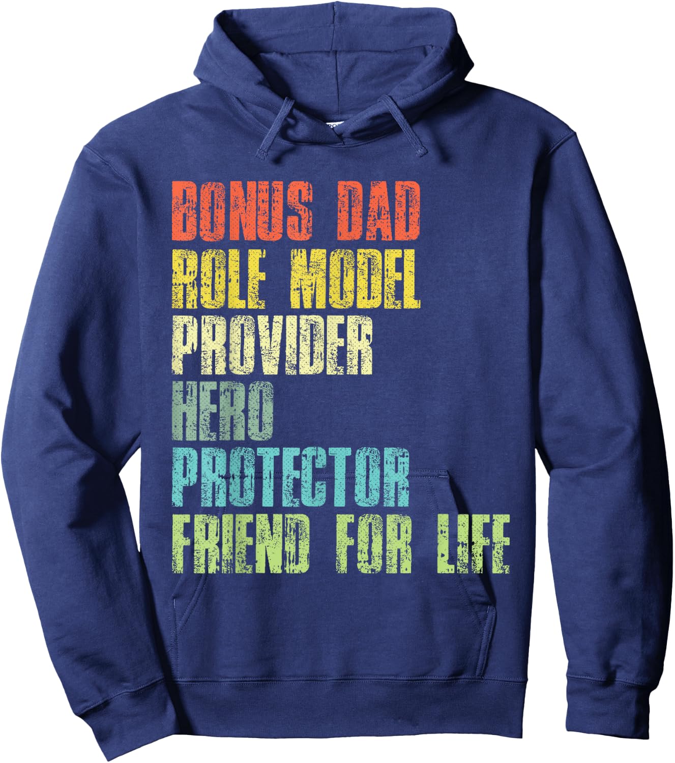 Bonus Daddy Fathers Day Step Dad Husband Protector Hero Hoodie - Hoodie | Navy