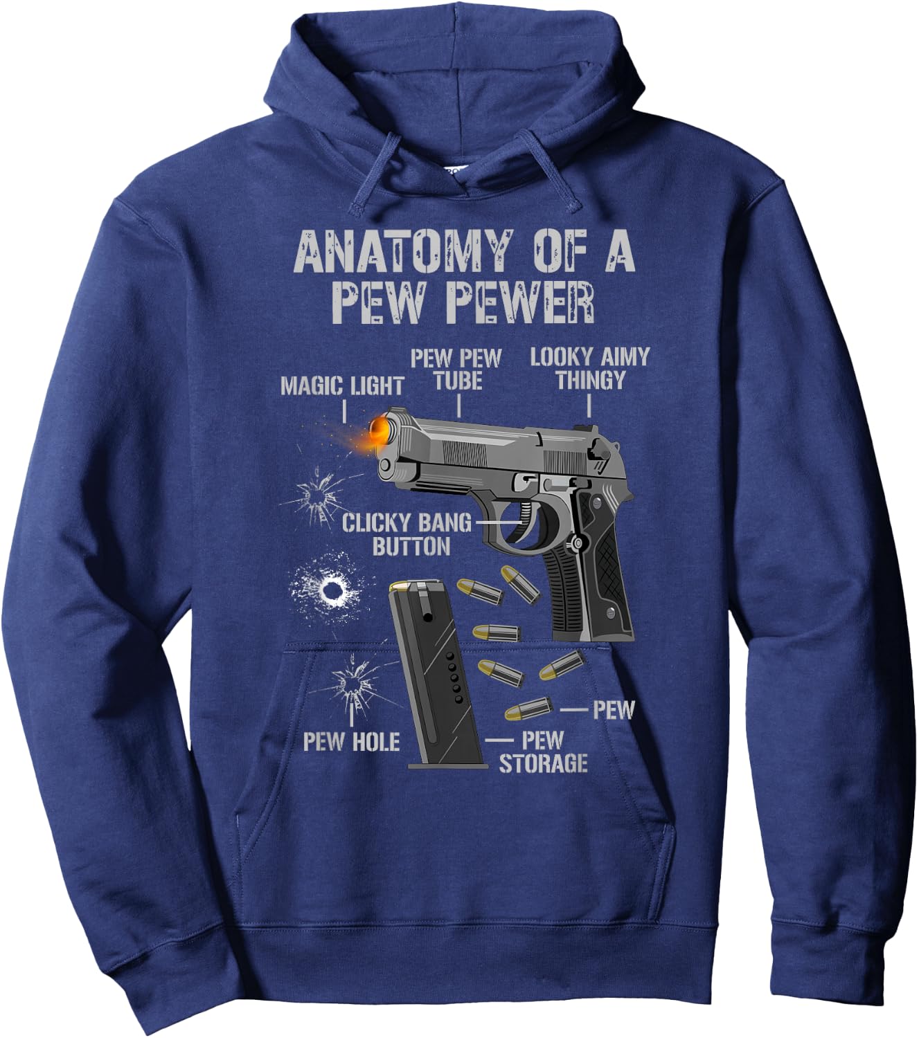 Anatomy Of A Pew Pewer - Funny Gun Second Amendment Saying Hoodie - Hoodie | Navy