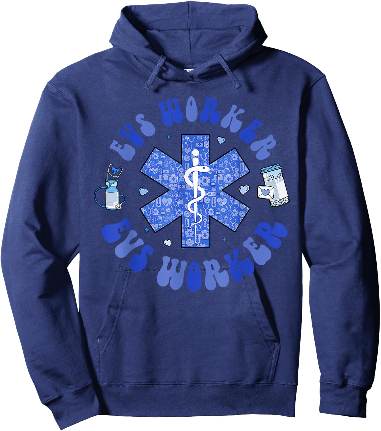 USA EVS Worker's day EVS Worker Appreciation WEEK Caduceus Hoodie - Hoodie | Navy
