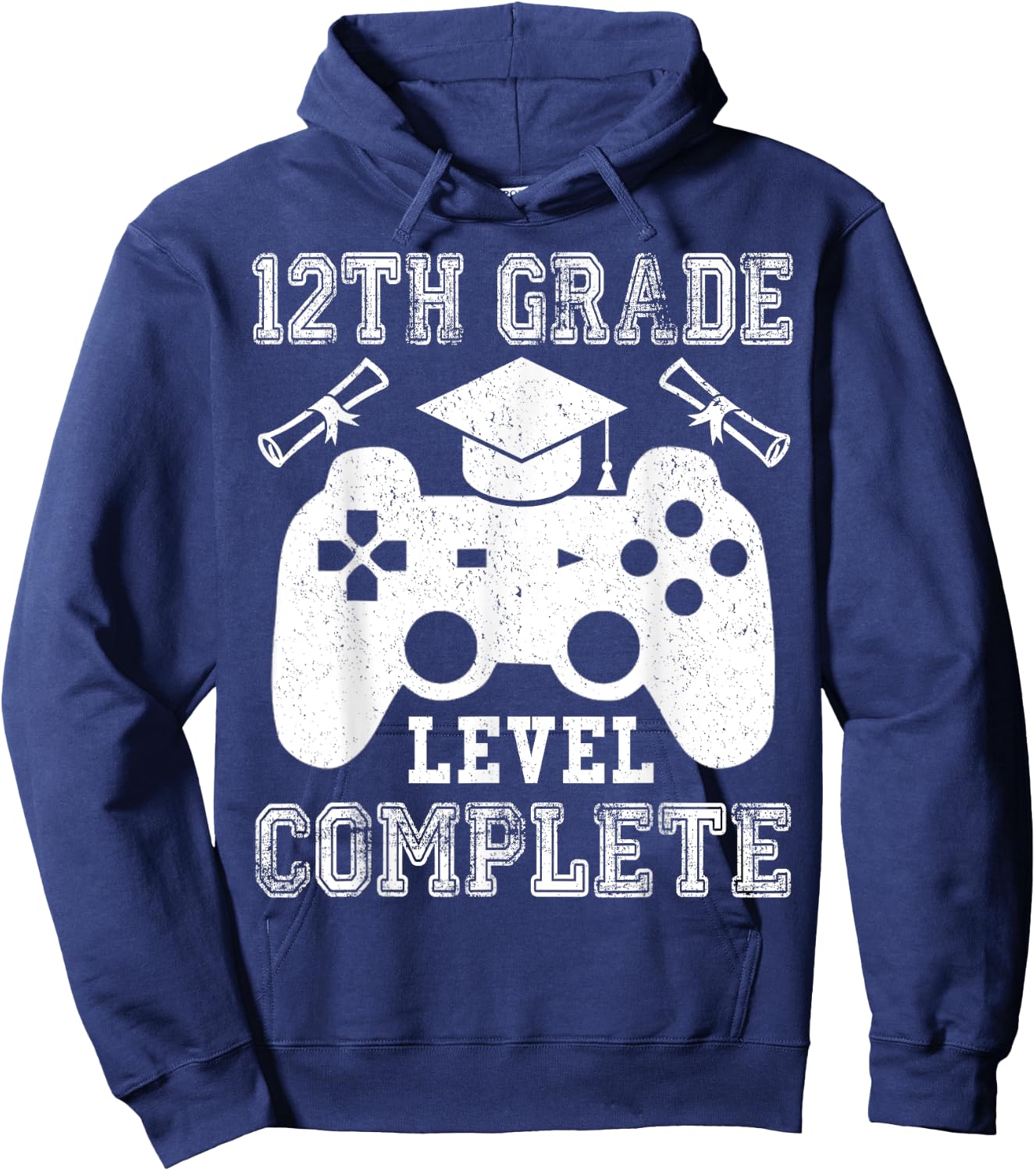 12th Grade Level Complete Gamer Class Of 2024 Graduation Hoodie - Hoodie | Navy