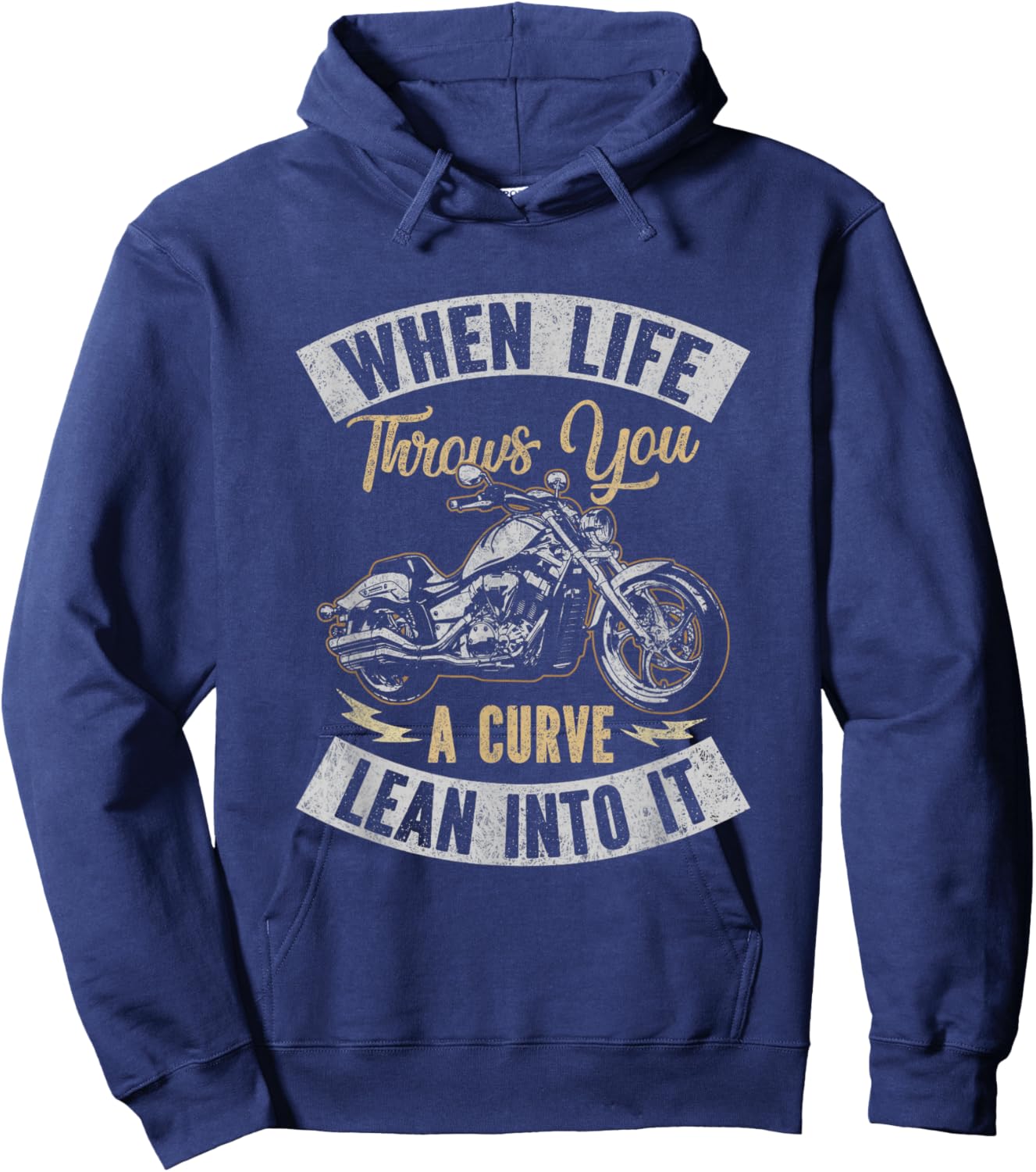 Motorcycle Biker When Life Throws You A Curve Lean Into It Hoodie - Hoodie | Navy