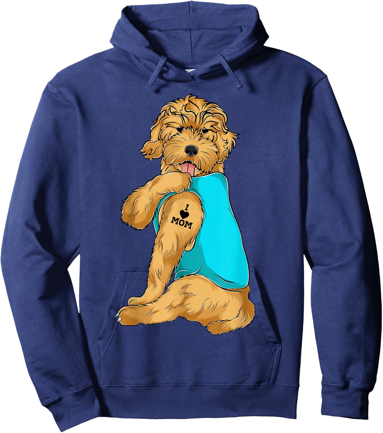 Goldendoodle I Love Mom Tattoo Apparel Dog Mom Gifts Hoodie - Hoodie | Navy