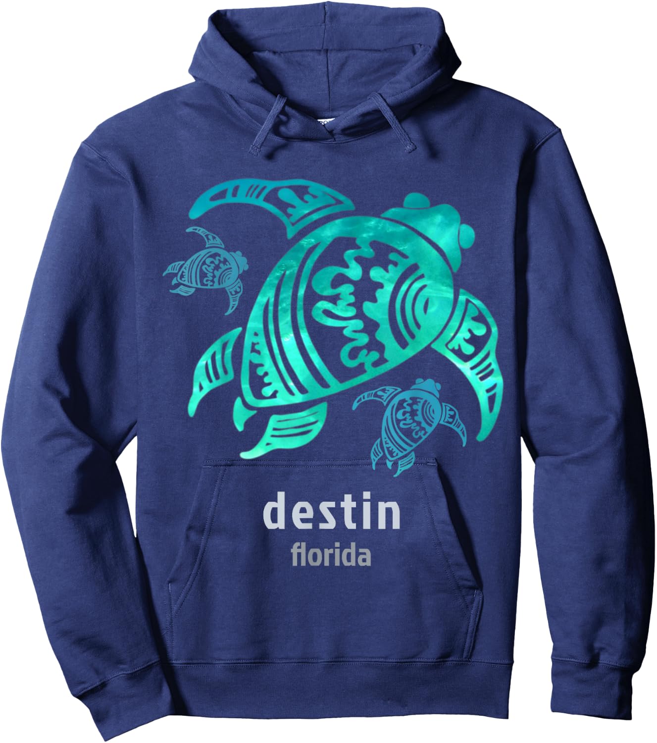 Destin Florida Sea Blue Tribal Turtle Hoodie - Hoodie | Navy
