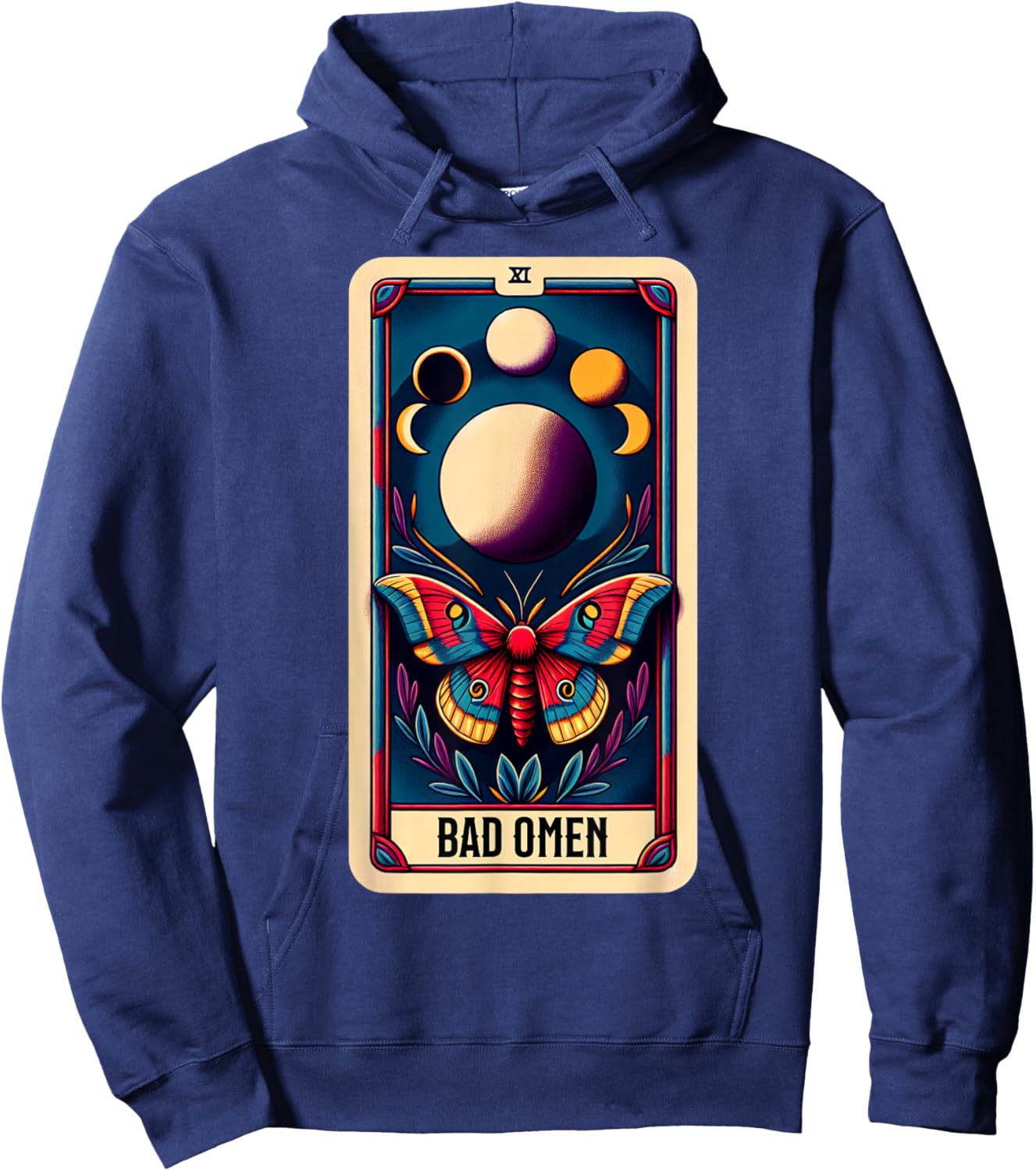 Moths Bad Omen Tarot Card Hoodie - Hoodie | Navy