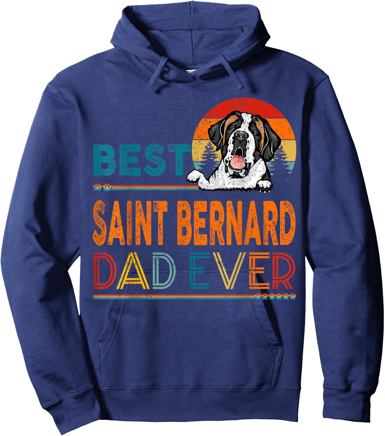 Best Saint Bernard Dad Ever Vintage Father's Day Dog Lover Hoodie - Hoodie | Navy
