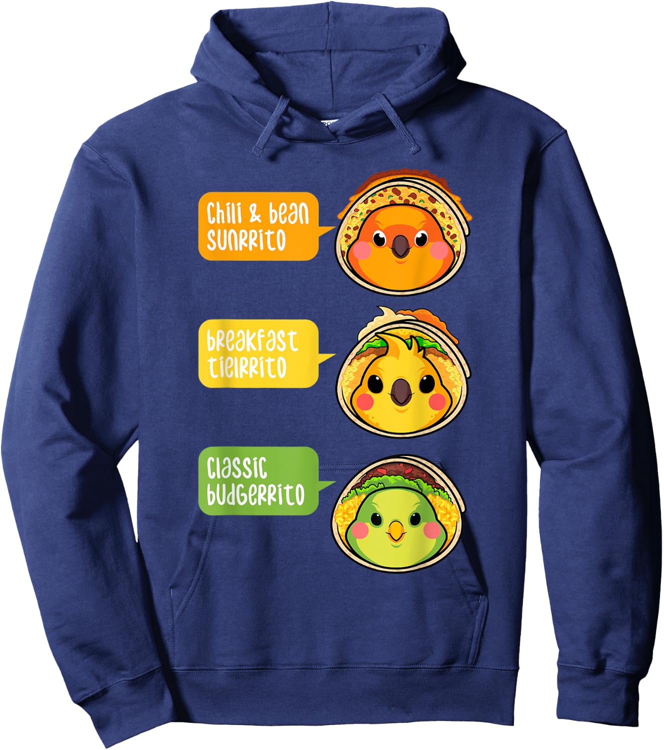 Funny Budgie Sun Conure Cockatiel Parrot Burrito Foodie Gift Hoodie - Hoodie | Navy