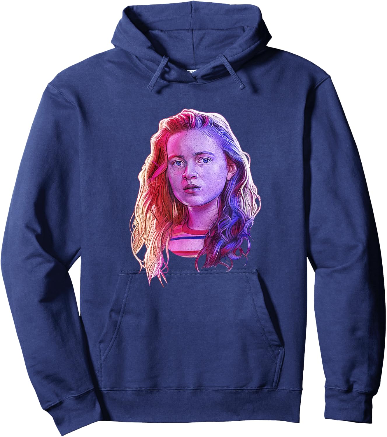 Stranger Things Max Large Rose Tone Portrait Hoodie - Hoodie | Navy
