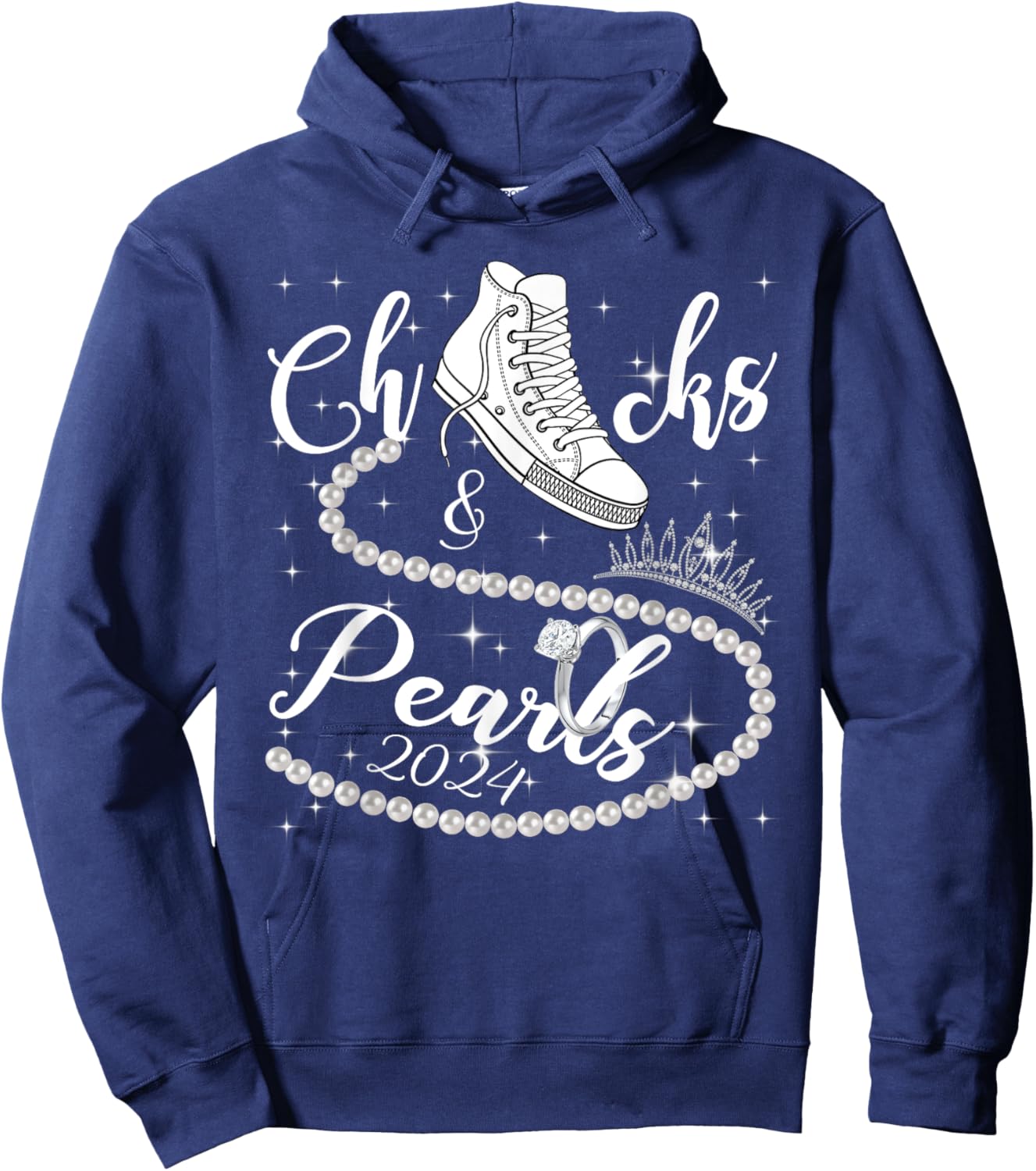 Chucks And Pearls 2024 Kamala Harris 2024 Vote For President Hoodie - Hoodie | Navy