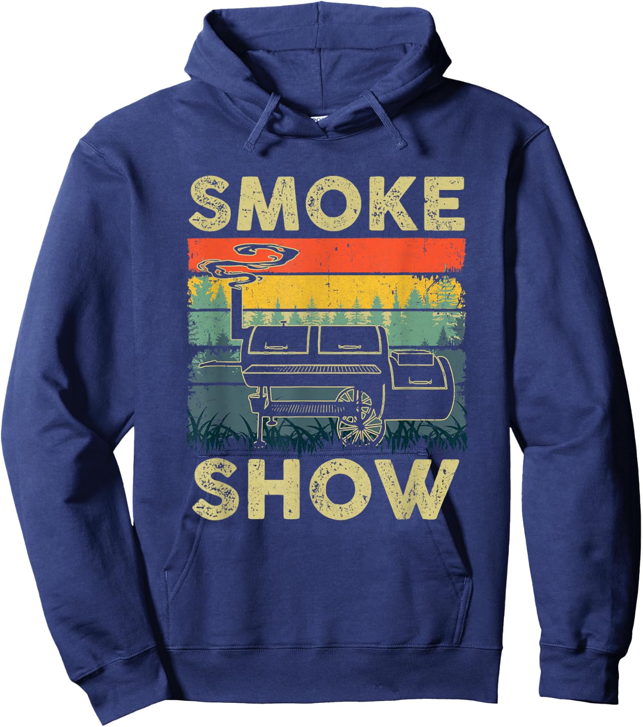 Smoke Show Funny Bbq Smoker Grilling Meat Smoking Retro Hoodie - Hoodie | Navy