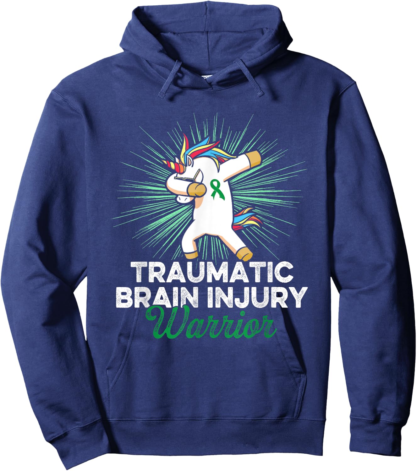 Traumatic Brain Injury Survivor Unicorn TBI Warrior Hoodie - Hoodie | Navy
