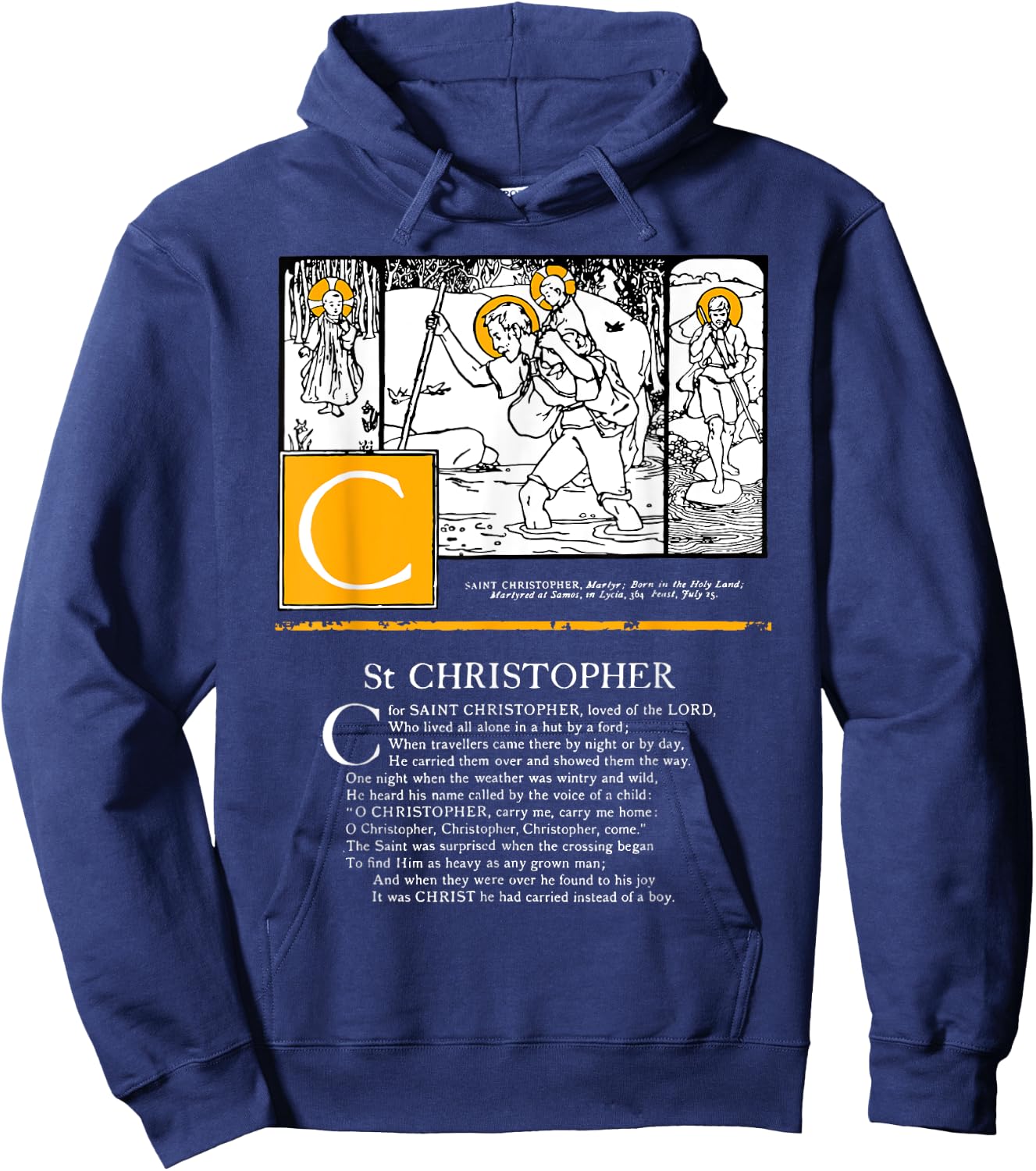Saint Christopher Protect Us Safety Saint Alphabet Catholic Hoodie - Hoodie | Navy