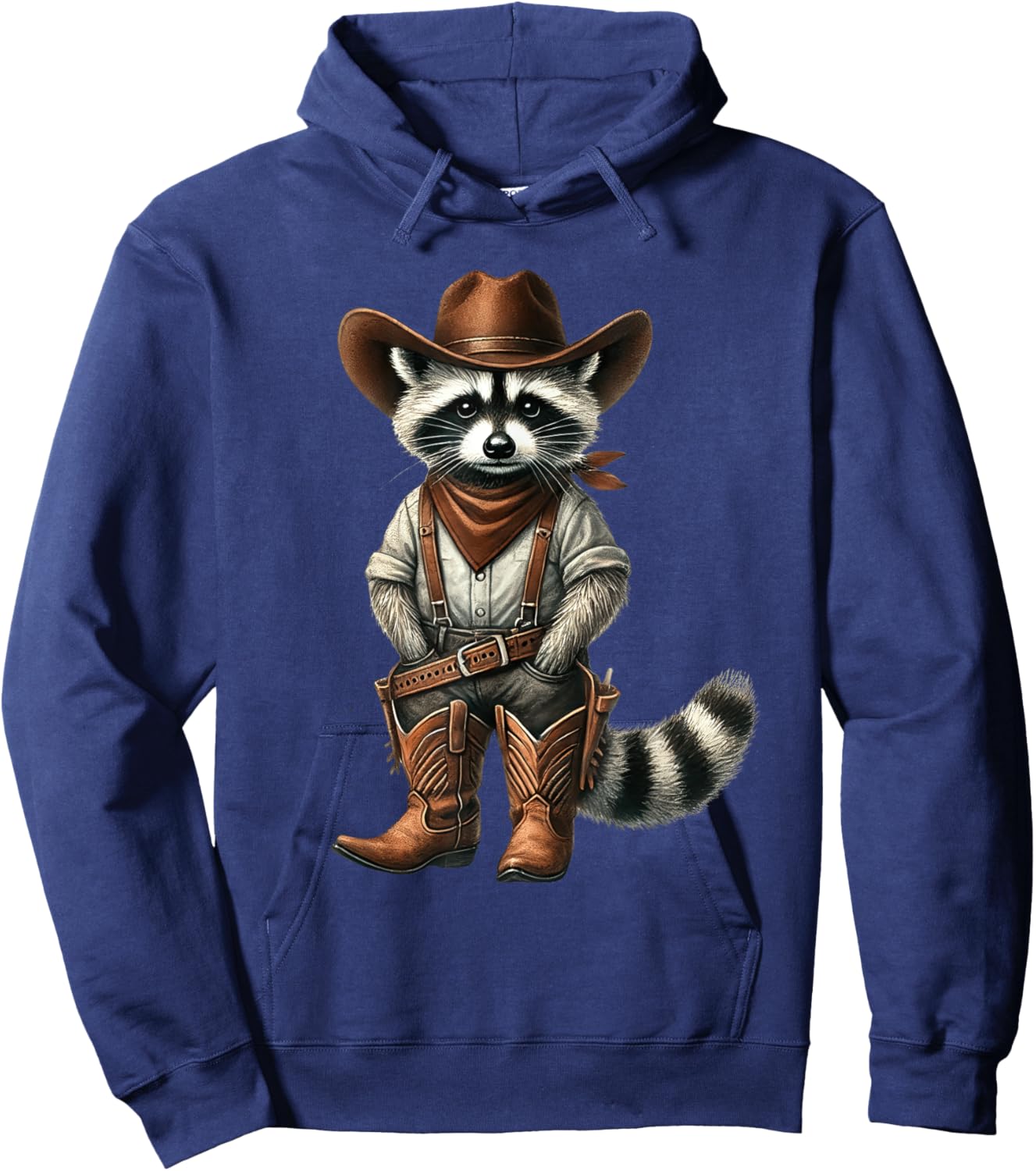 Vintage Raccoon Cowboy Funny Trash Cat Panda Western Country Hoodie - Hoodie | Navy