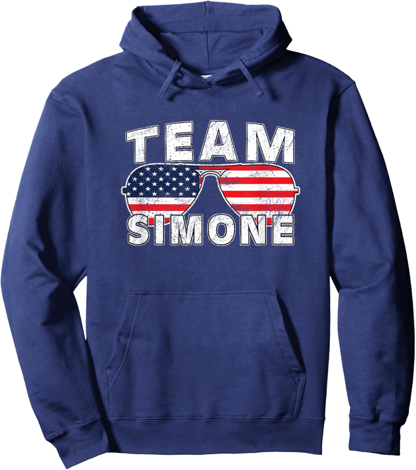 Team Simone Shirt USA Flag Sunglasses Support Vintage Style Hoodie - Hoodie | Navy