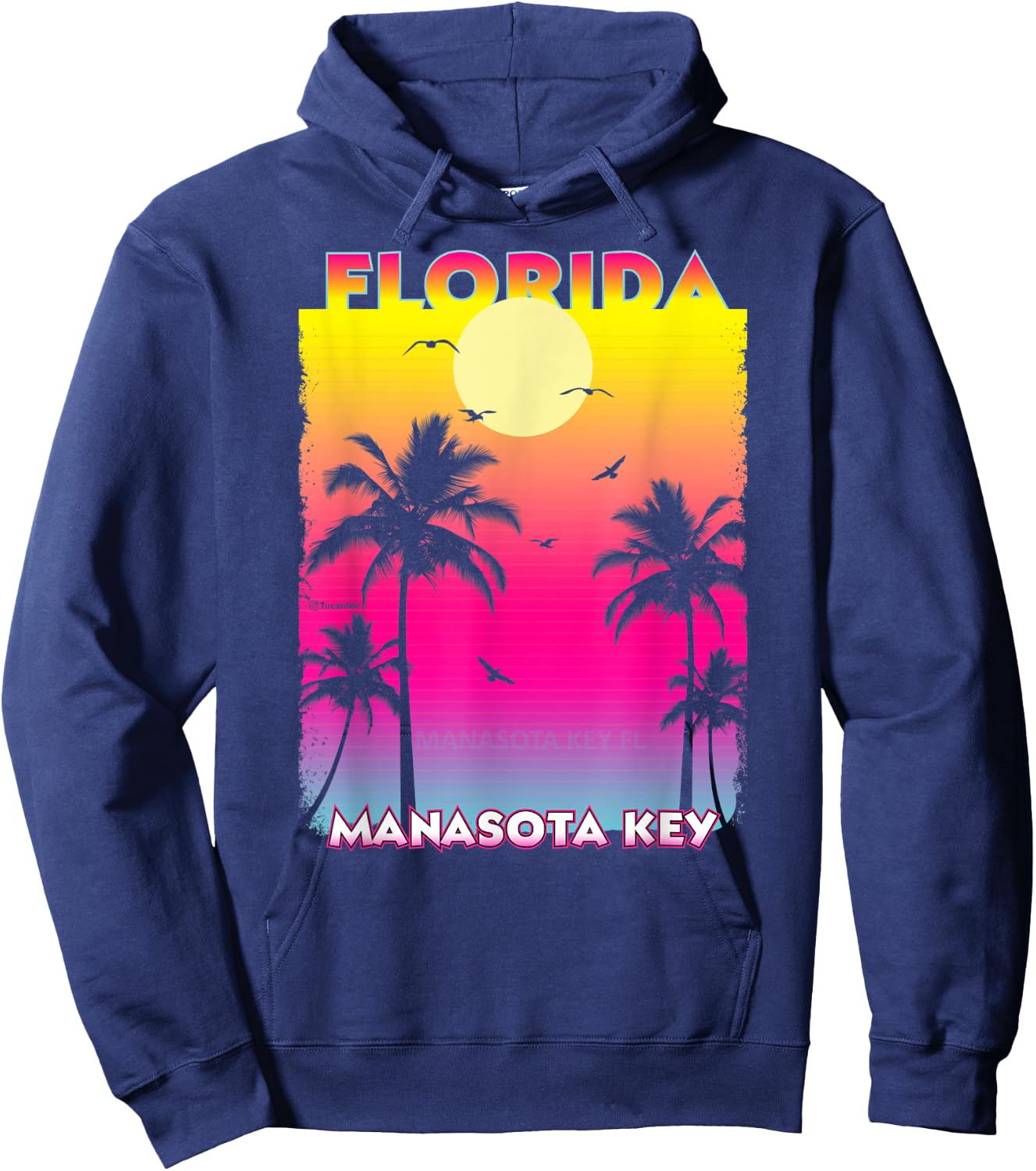 Manasota key Florida Fl summer vintage Sunset Hoodie - Hoodie | Navy