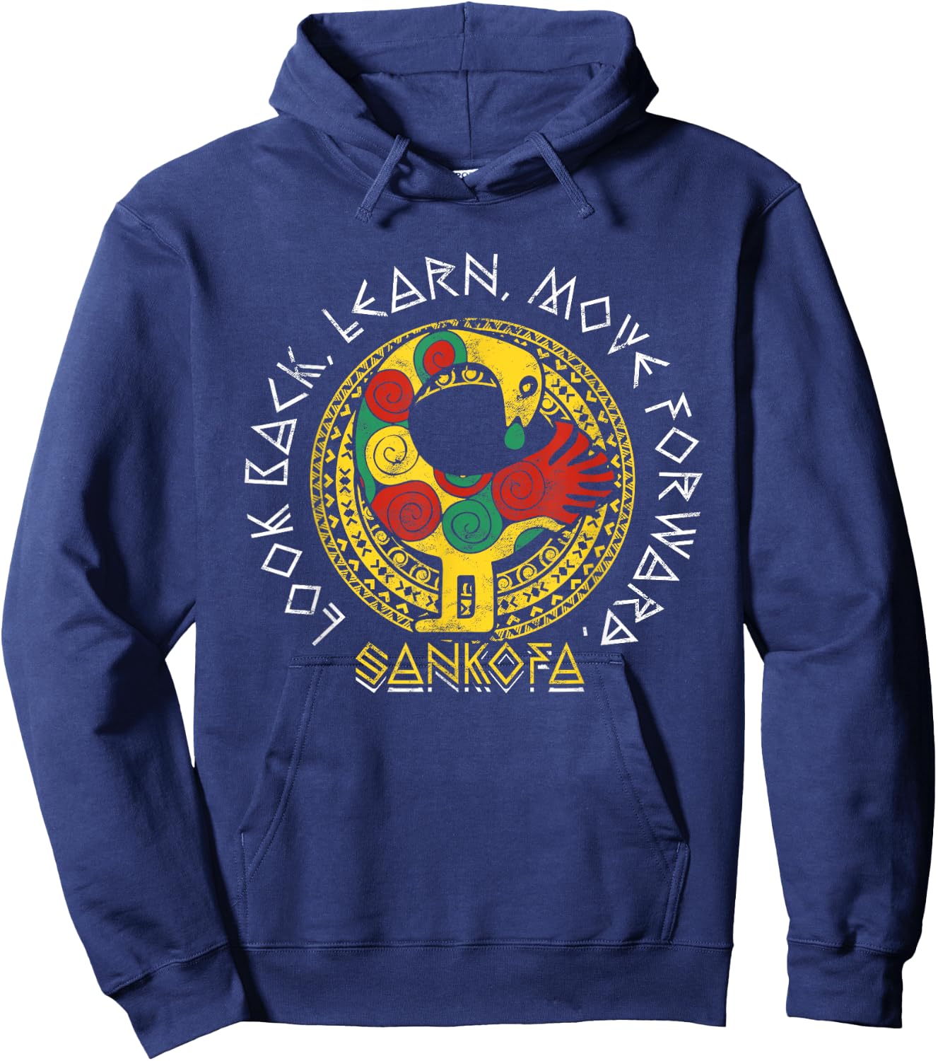 Sankofa Black History Month Adinkra Ghana Hoodie - Hoodie | Navy