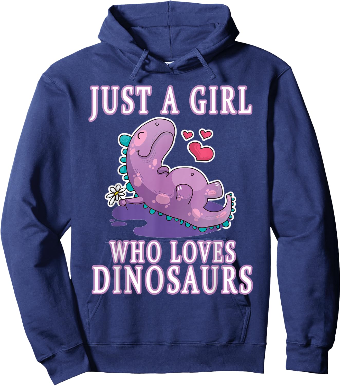 Just A Girl Who Loves Dinosaurs Cute Floral Girls Teens Gift Hoodie - Hoodie | Navy