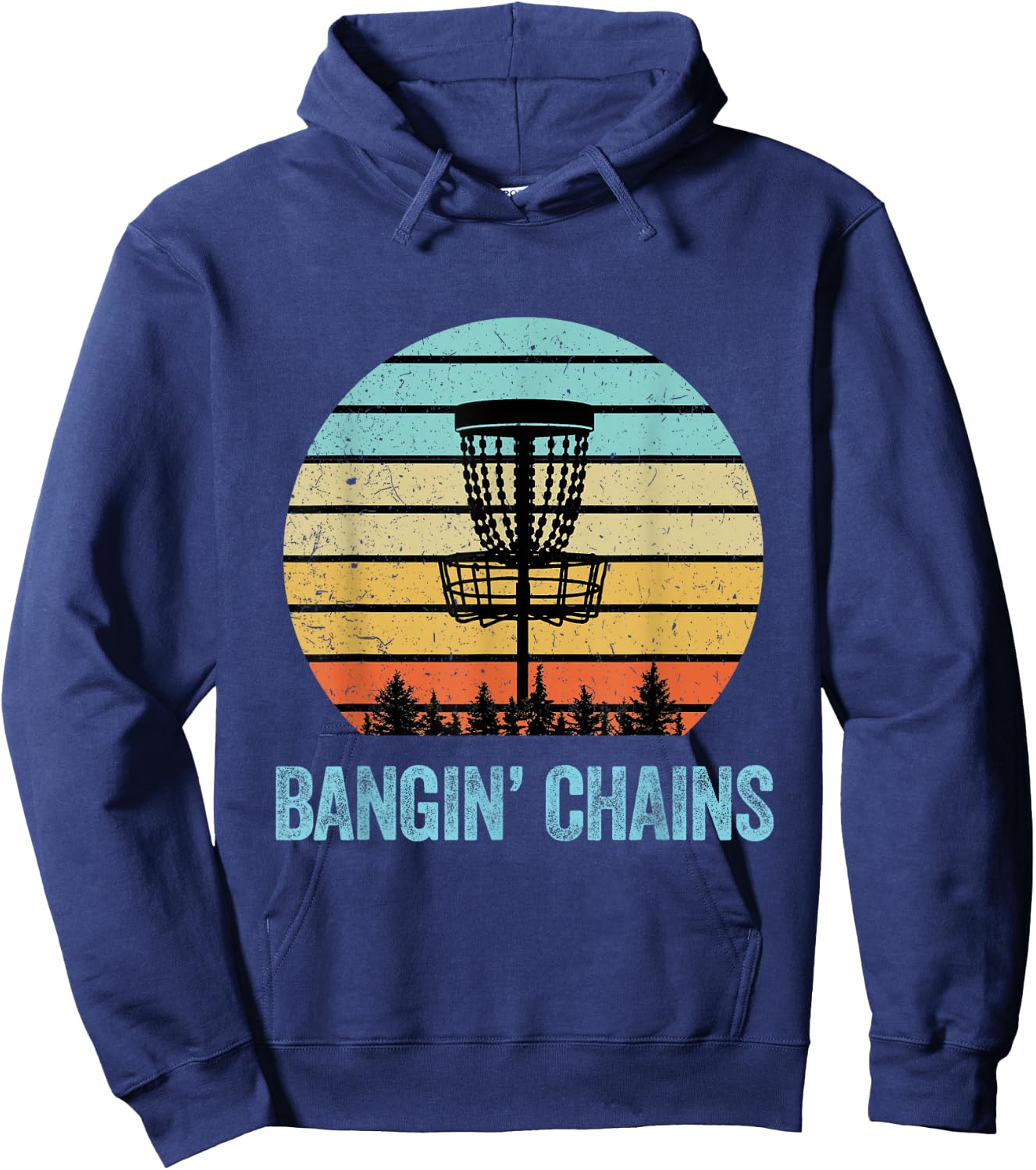 Disc Golf Shirt Funny Banging Chains Retro Disc Golf Gift Hoodie - Hoodie | Navy