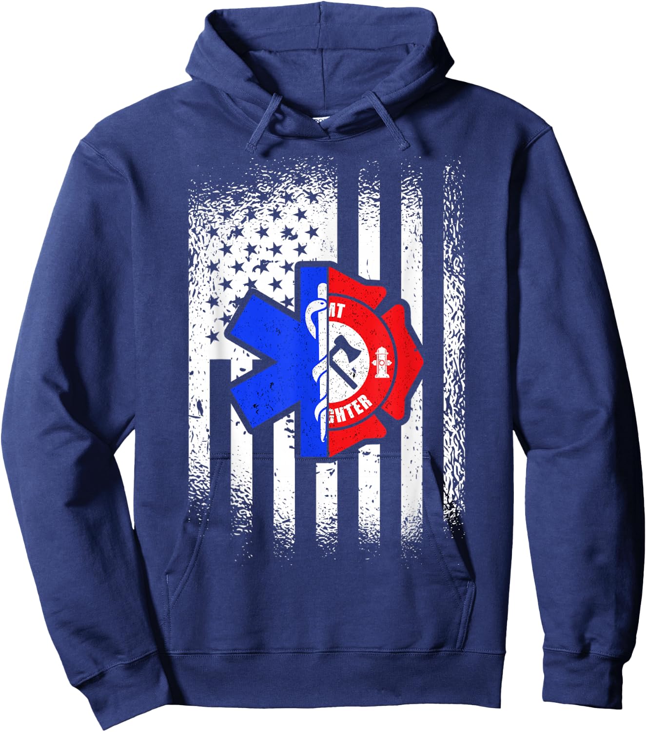 EMT American Flag First Responder Paramedic Hoodie - Hoodie | Navy