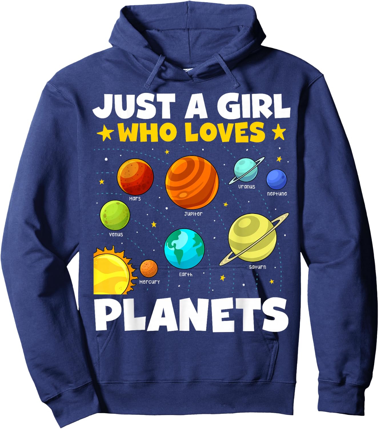 Just A Girl Who Loves Planets Solar System Space Science Hoodie - Hoodie | Navy