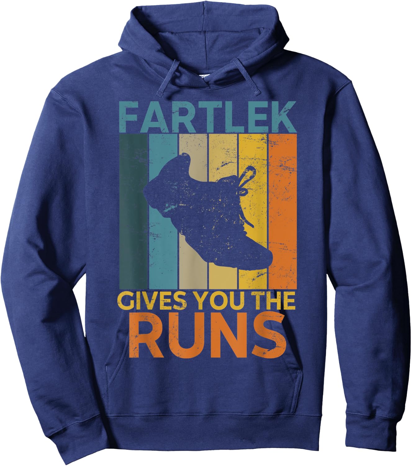 Funny Running Saying Fartlek Gives You The Runs Retro Runner Hoodie - Hoodie | Navy